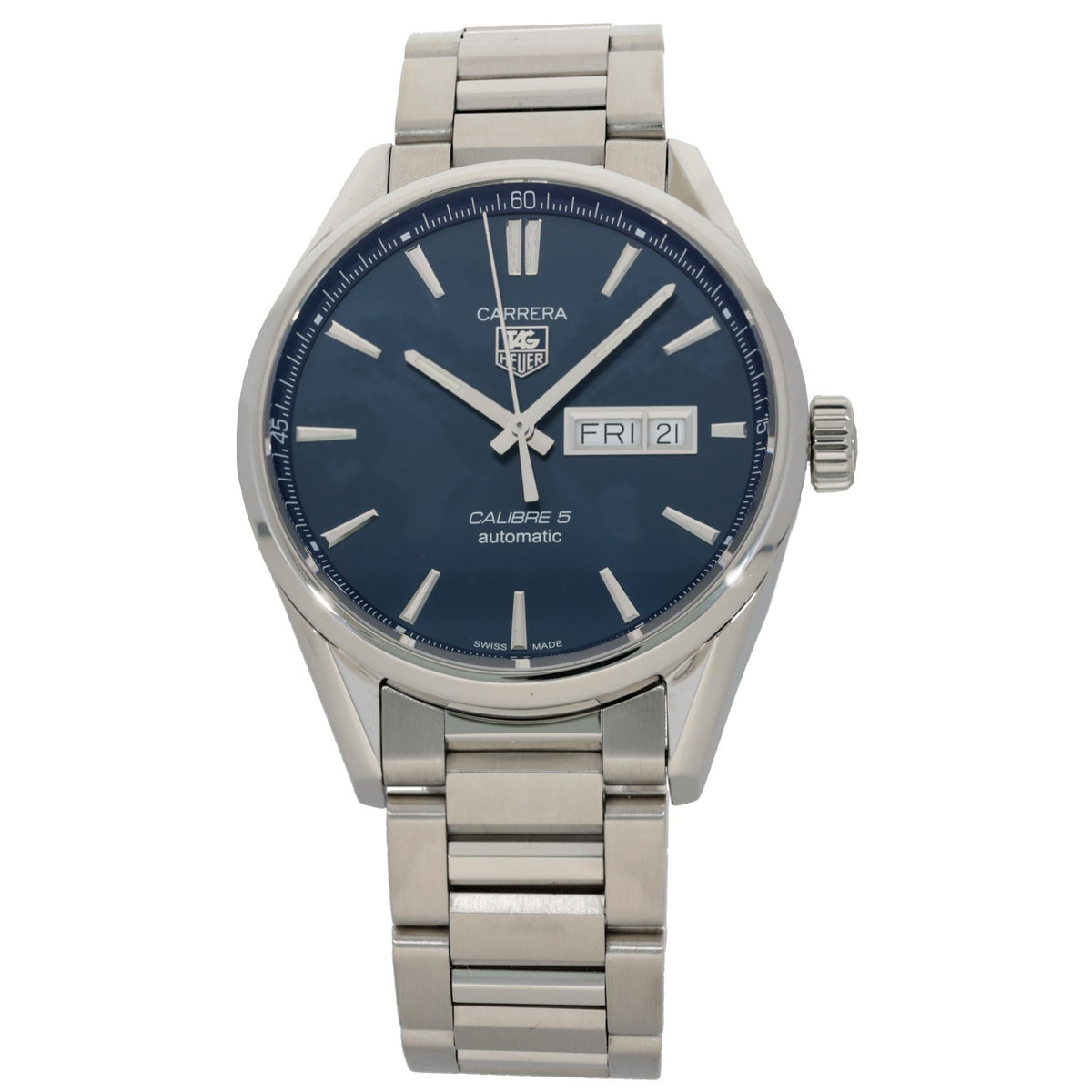 Tag Heuer Carrera WAR201E, blue dial in stainless steel case and bracelet