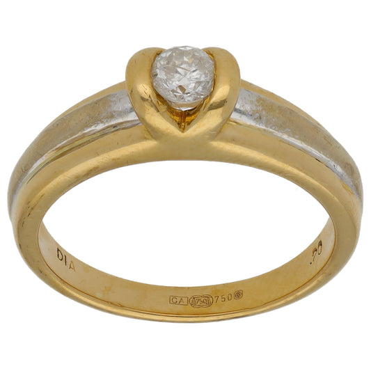 18ct Bi-Colour Gold 0.20ct Diamond Solitaire Ring Size M