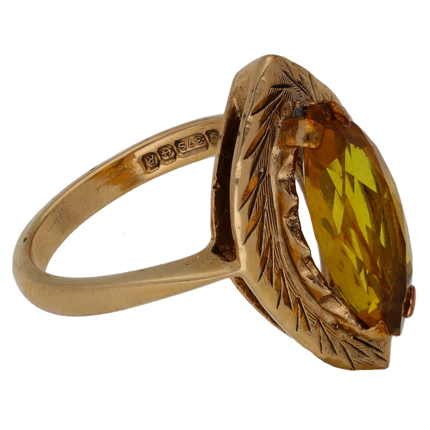 9ct Gold Citrine Single Stone Ring Size M