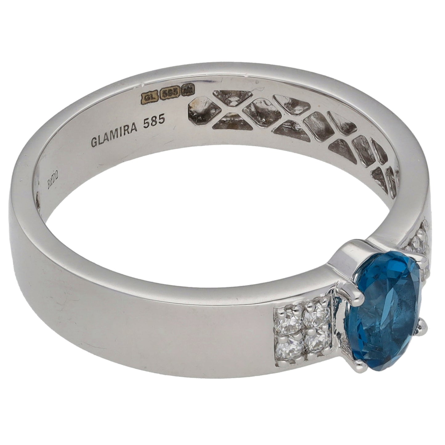 14ct White Gold Topaz Dress/Cocktail Ring Size S