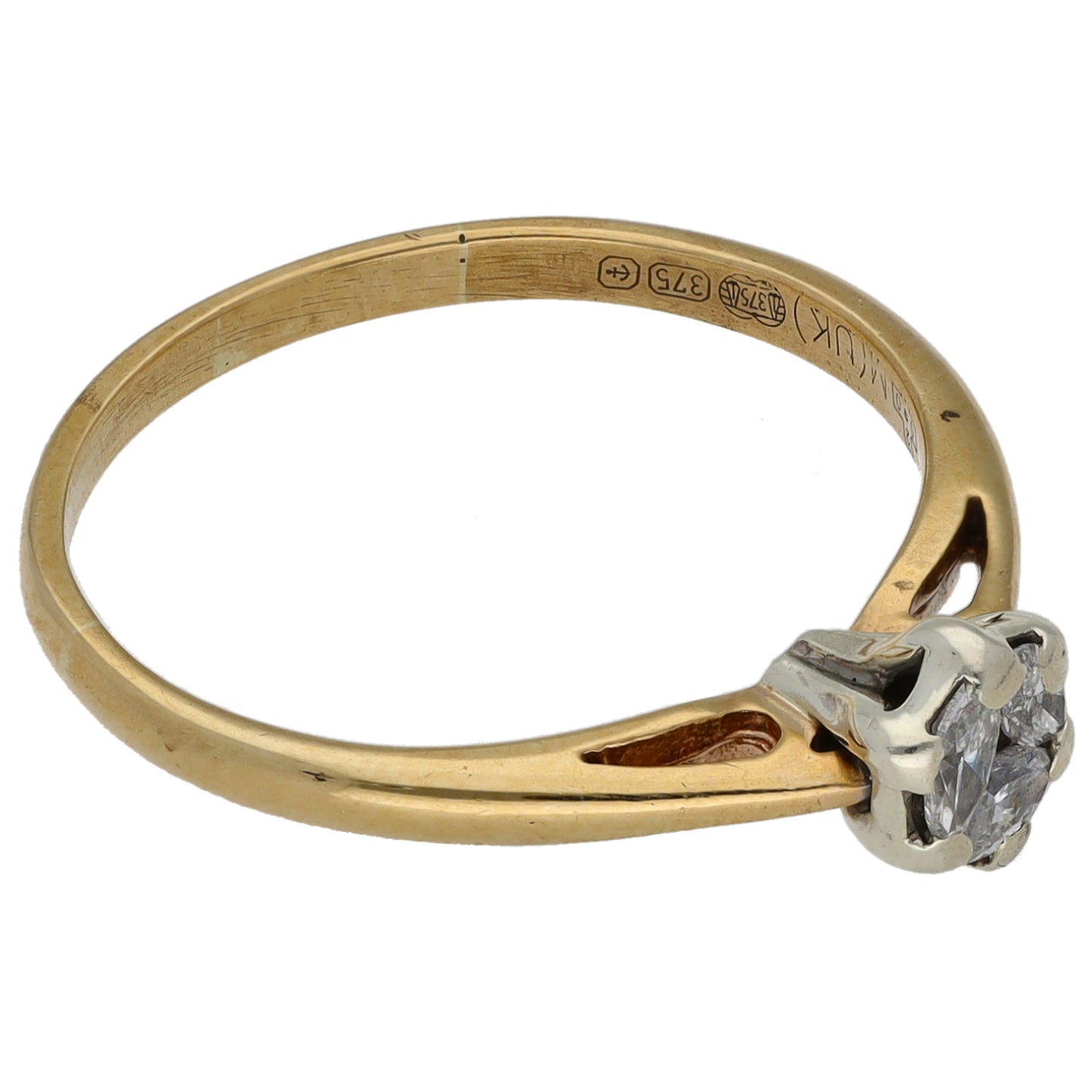 9ct Gold 0.15ct Diamond Trilogy Ring Size M