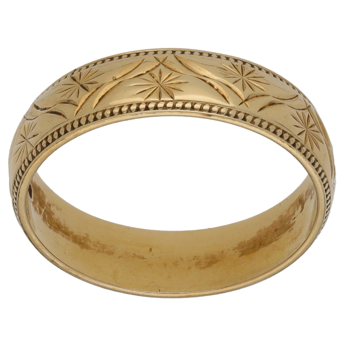 9ct Gold Patterned Wedding Ring Size N