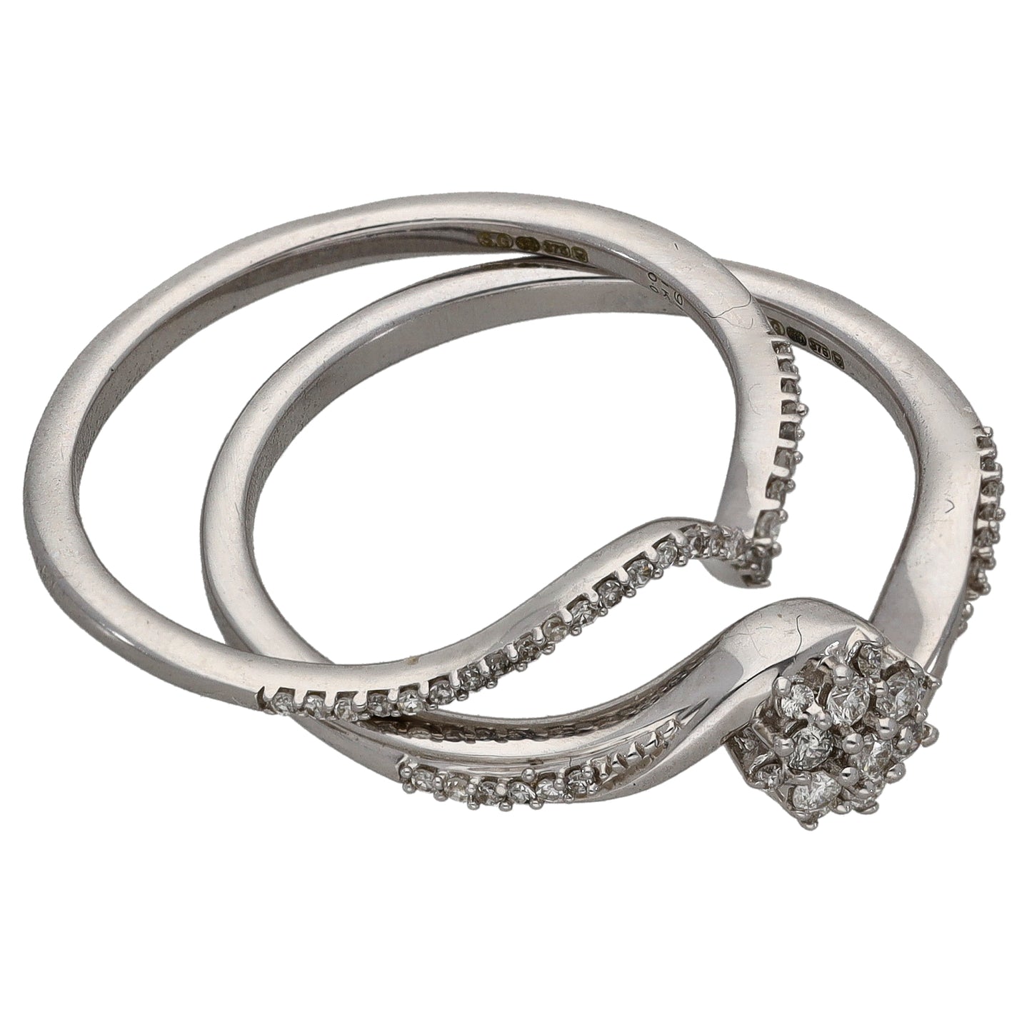 9ct White Gold 0.30ct Diamond Ring Set Size S