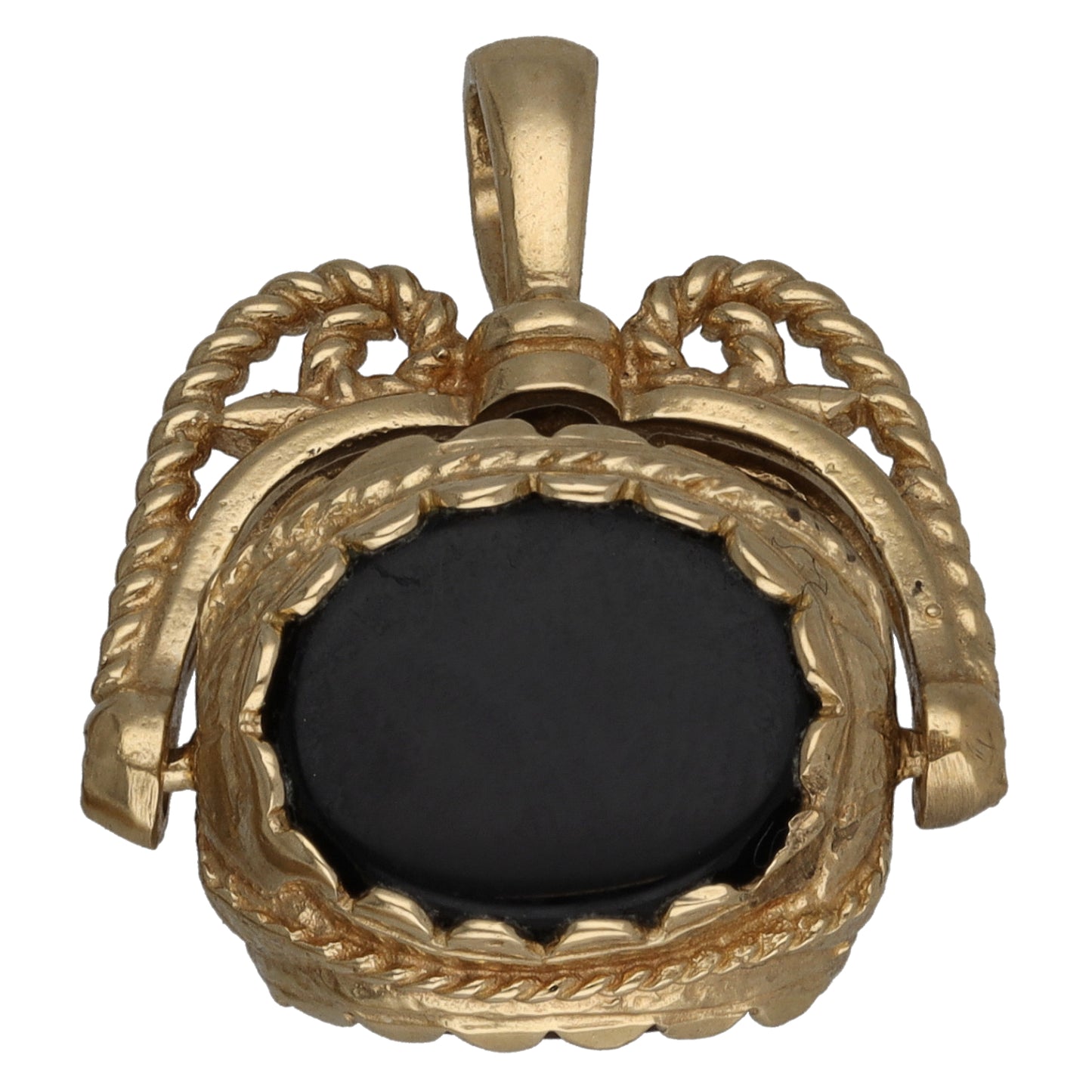 9ct Gold Tiger's Eye & Carnelian & Onyx Fob Pendant