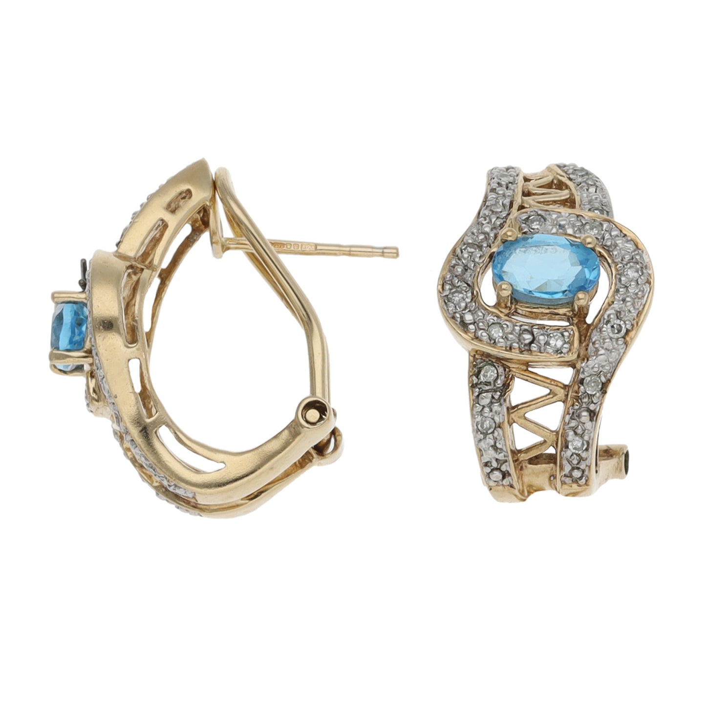 9ct Gold Topaz & 0.32ct Diamond Dress/Cocktail Earrings