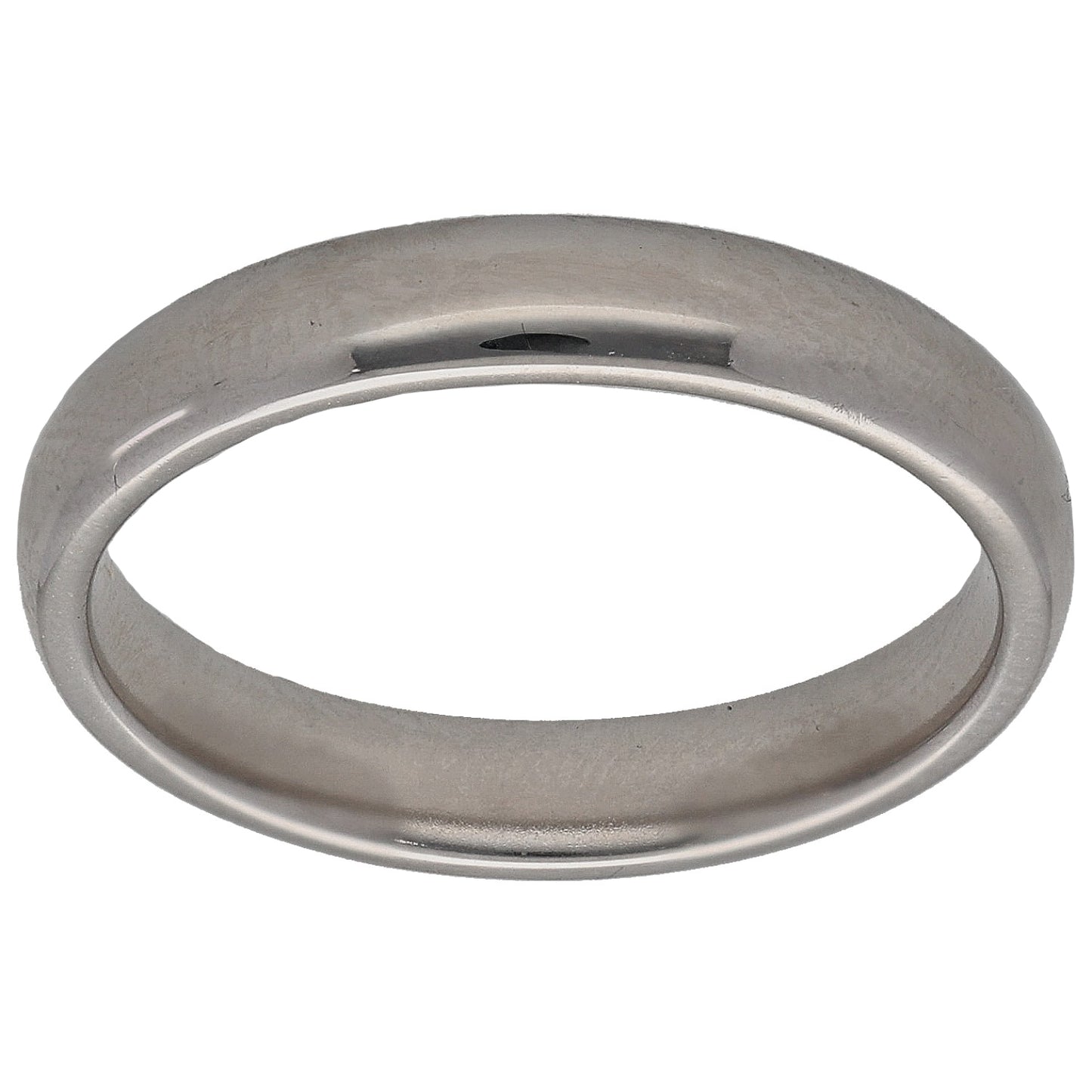 18ct white gold plain wedding ring band, smooth polished finish, open profile
