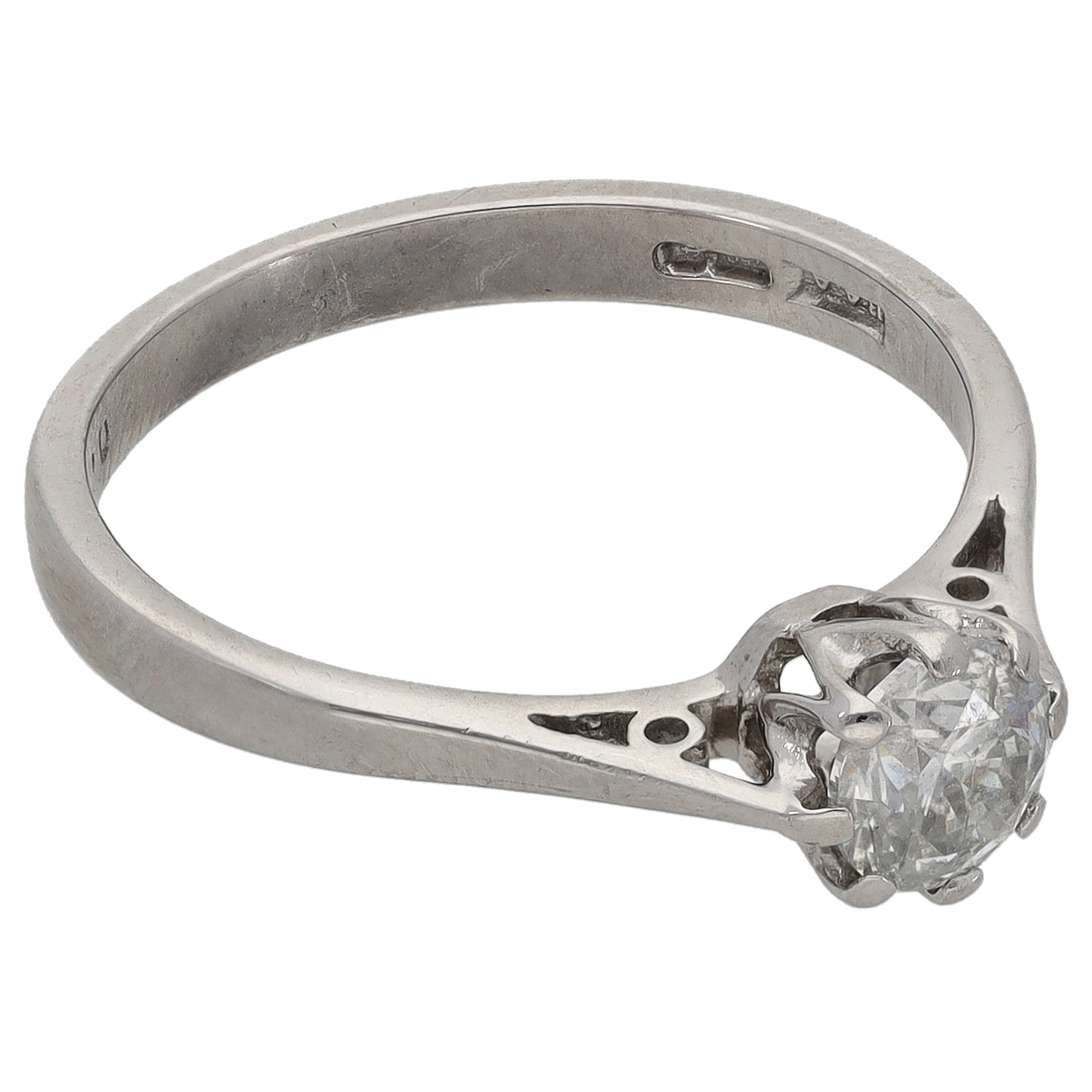 18ct White Gold 0.61ct Diamond Solitaire Ring Size N