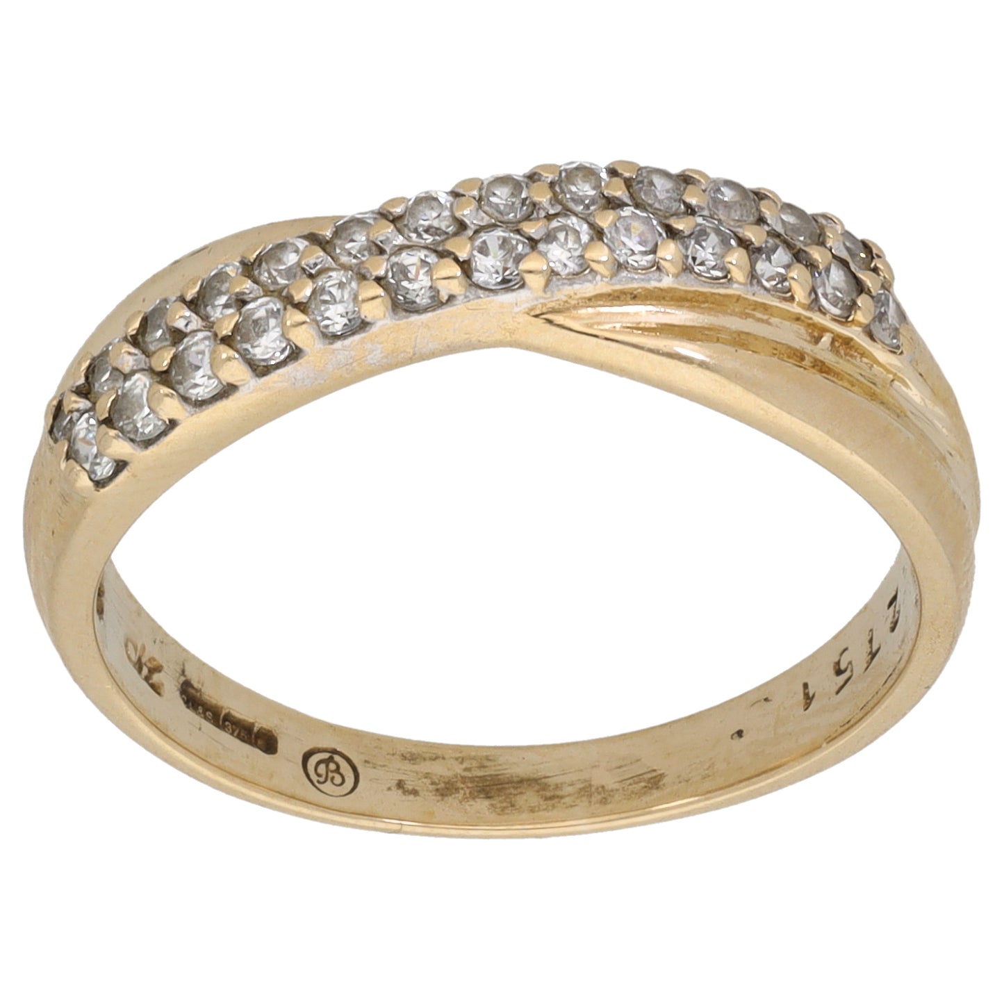 9ct Gold Cubic Zirconia Half Eternity Ring Size Q