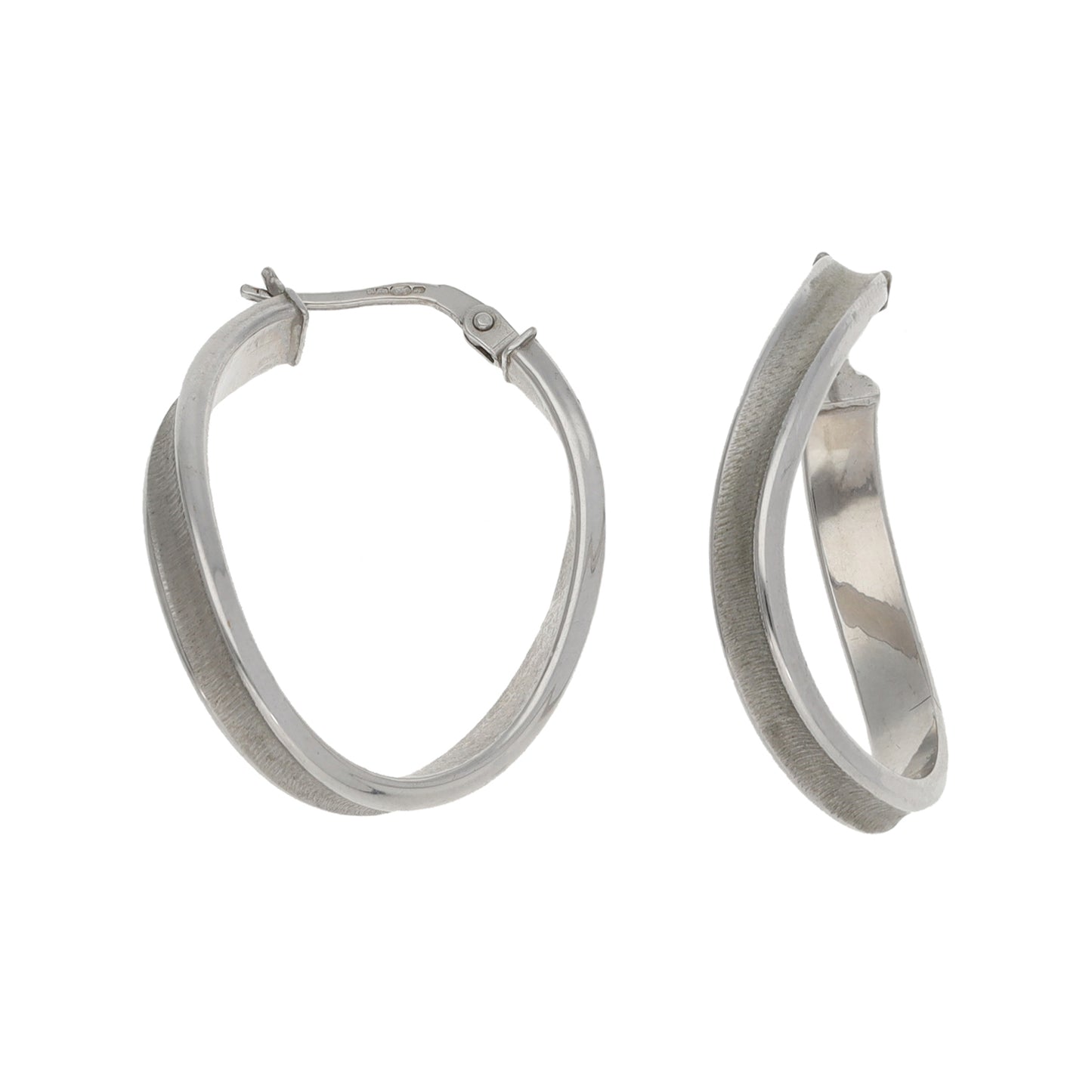 9ct White Gold Creole Earrings