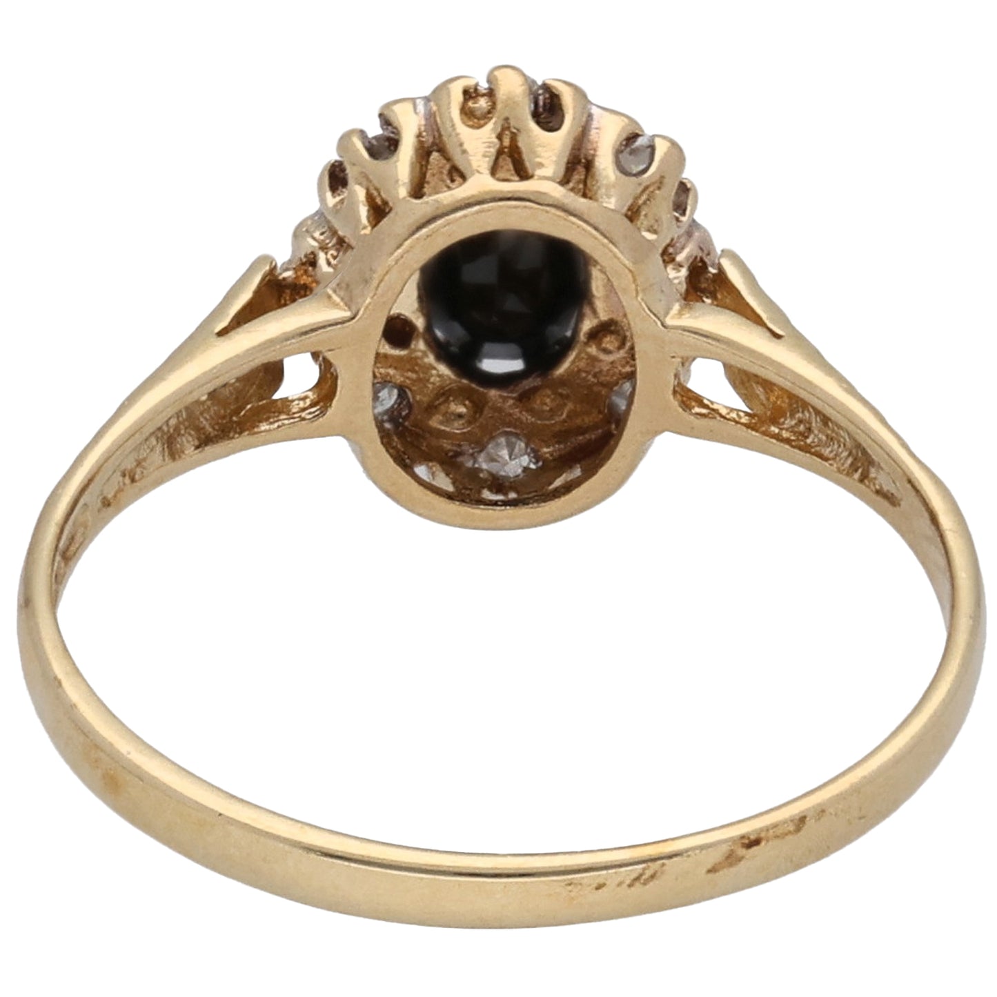 9ct Gold Sapphire & 0.04ct Diamond Dress/Cocktail Ring Size P