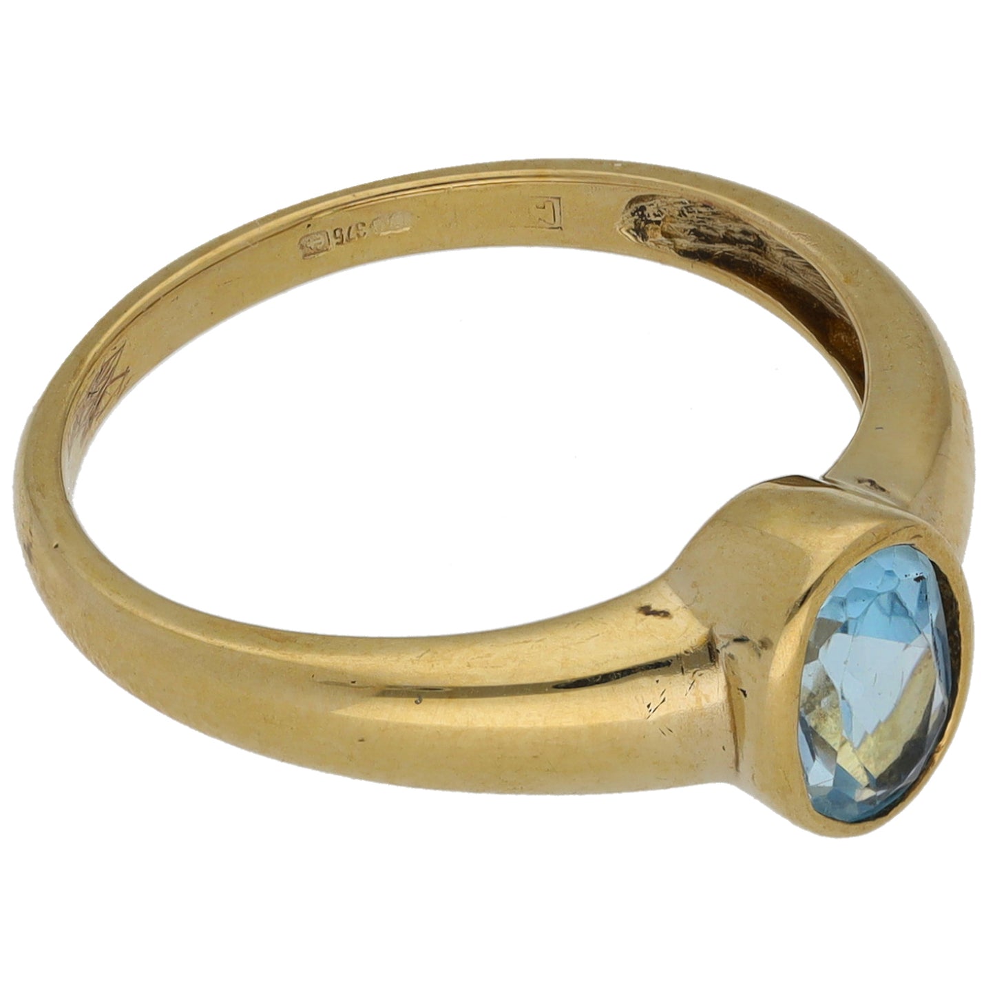 9ct Gold Topaz Single Stone Ring Size O