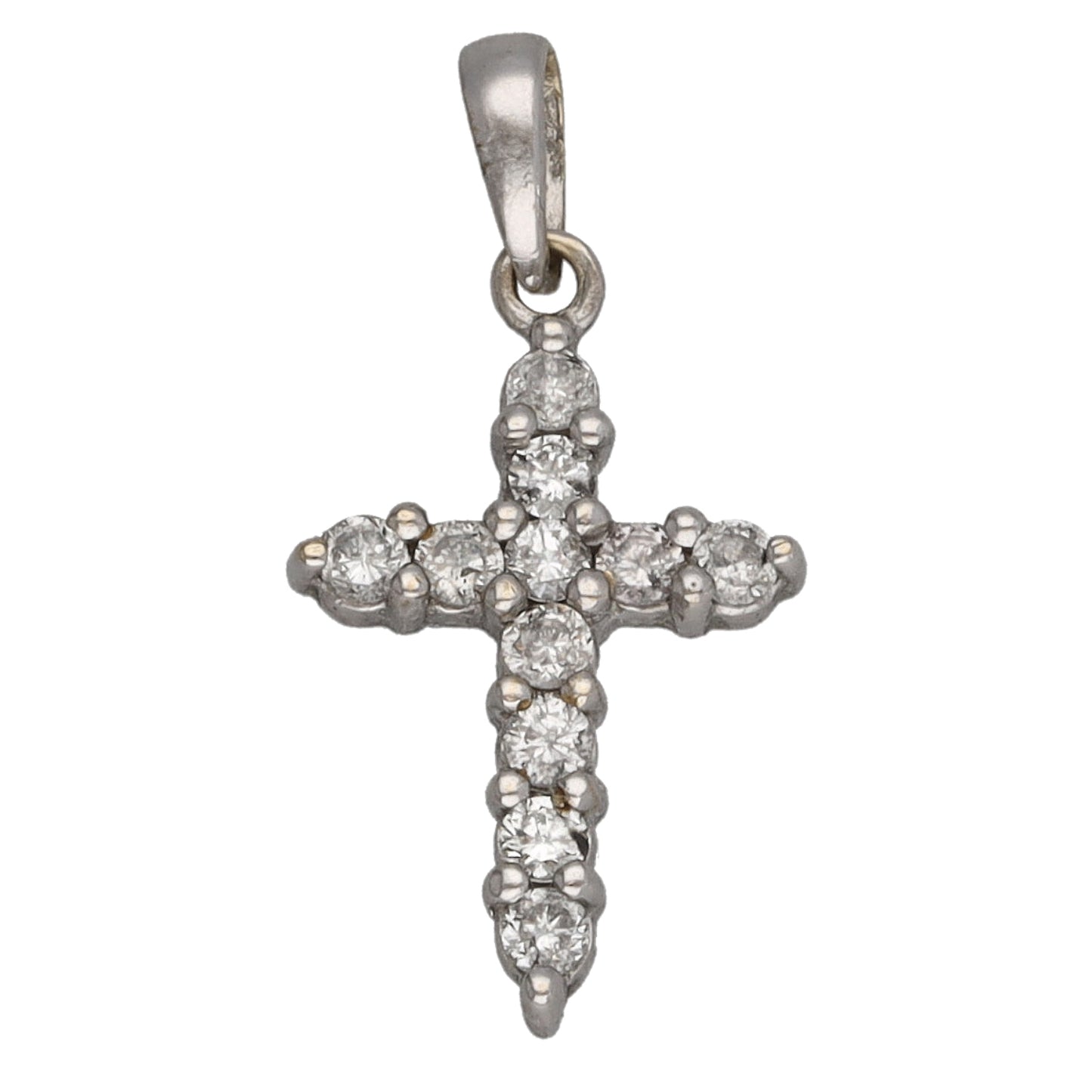 18ct White Gold 0.22ct Diamond Cross Pendant