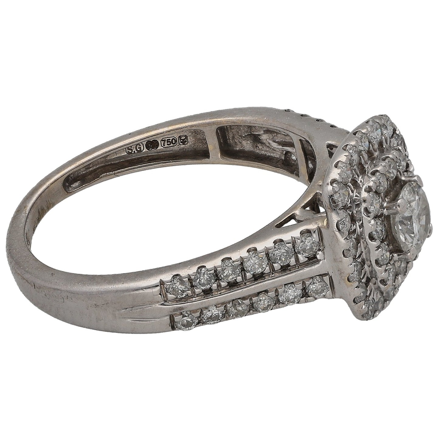18ct White Gold 0.73ct Diamond Cluster Ring Size K