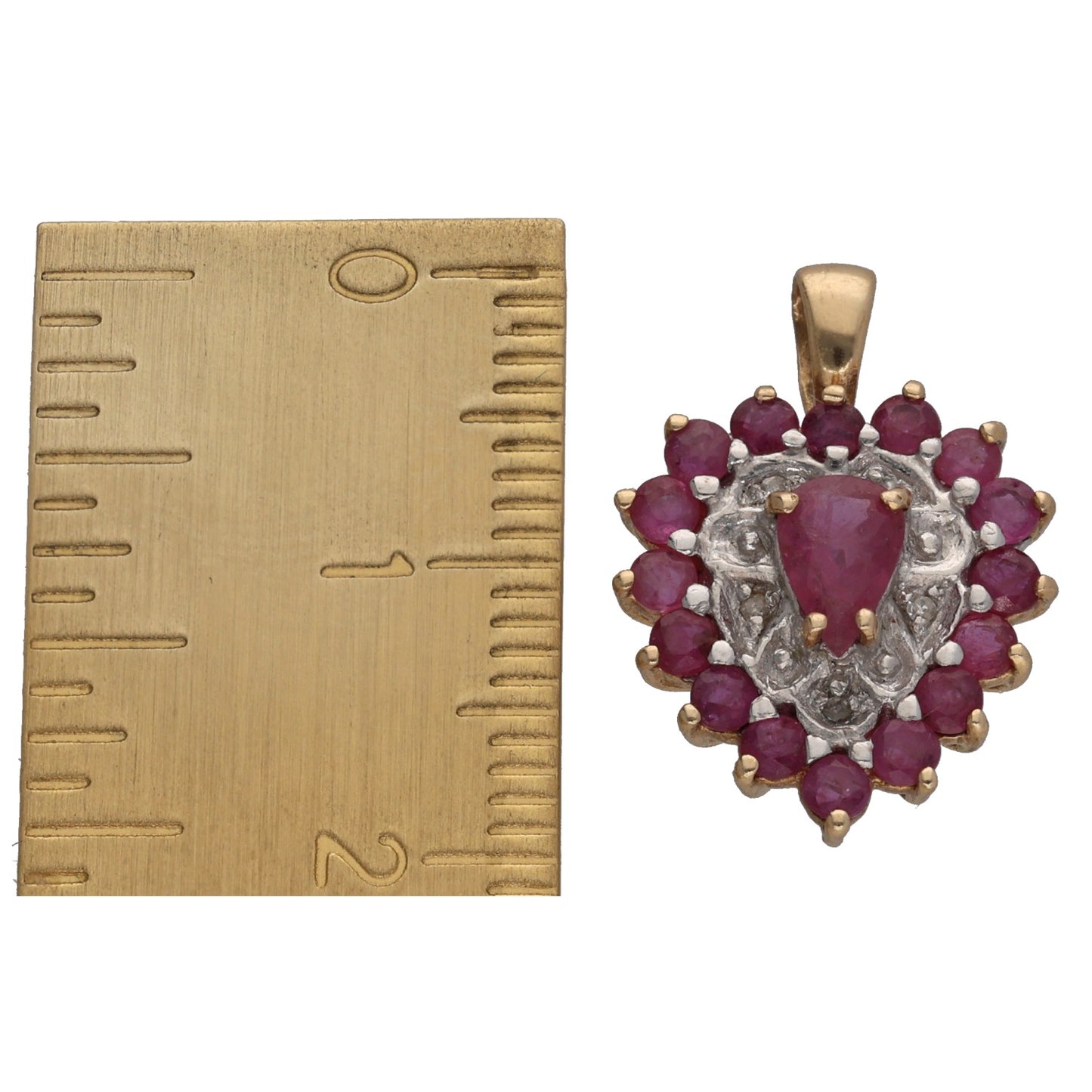 9ct Gold Ruby & 0.025ct Diamond Dress/Cocktail Pendant