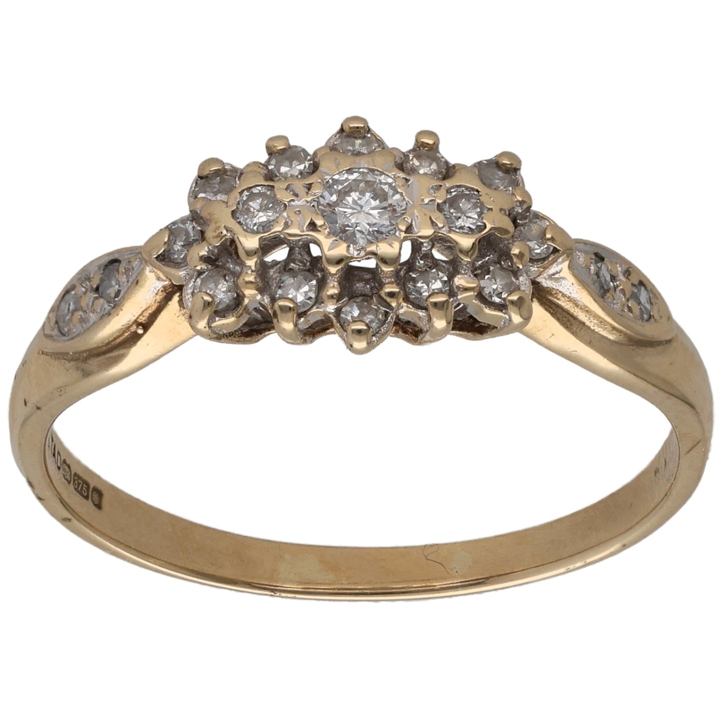 9ct Gold 0.35ct Diamond Cluster Ring Size S