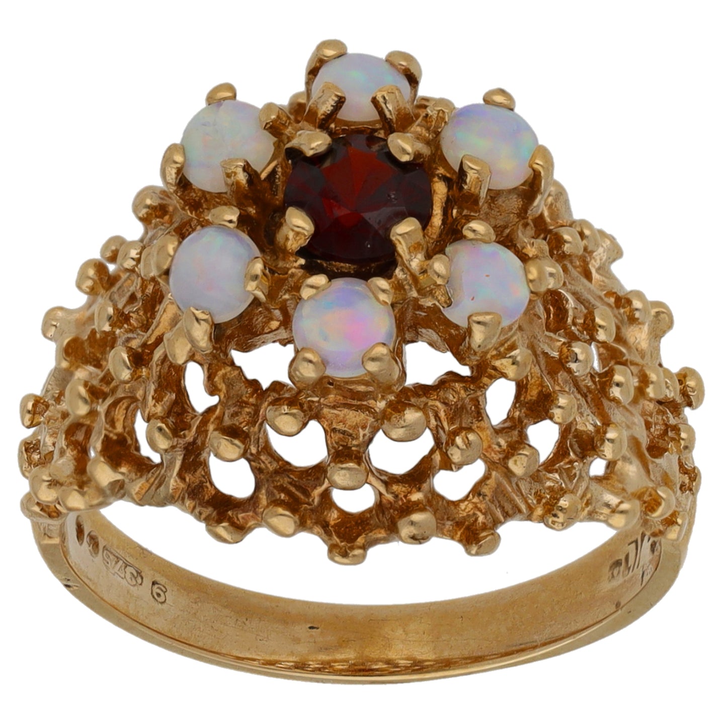 9ct Gold Garnet & Opal Dress/Cocktail Ring Size N