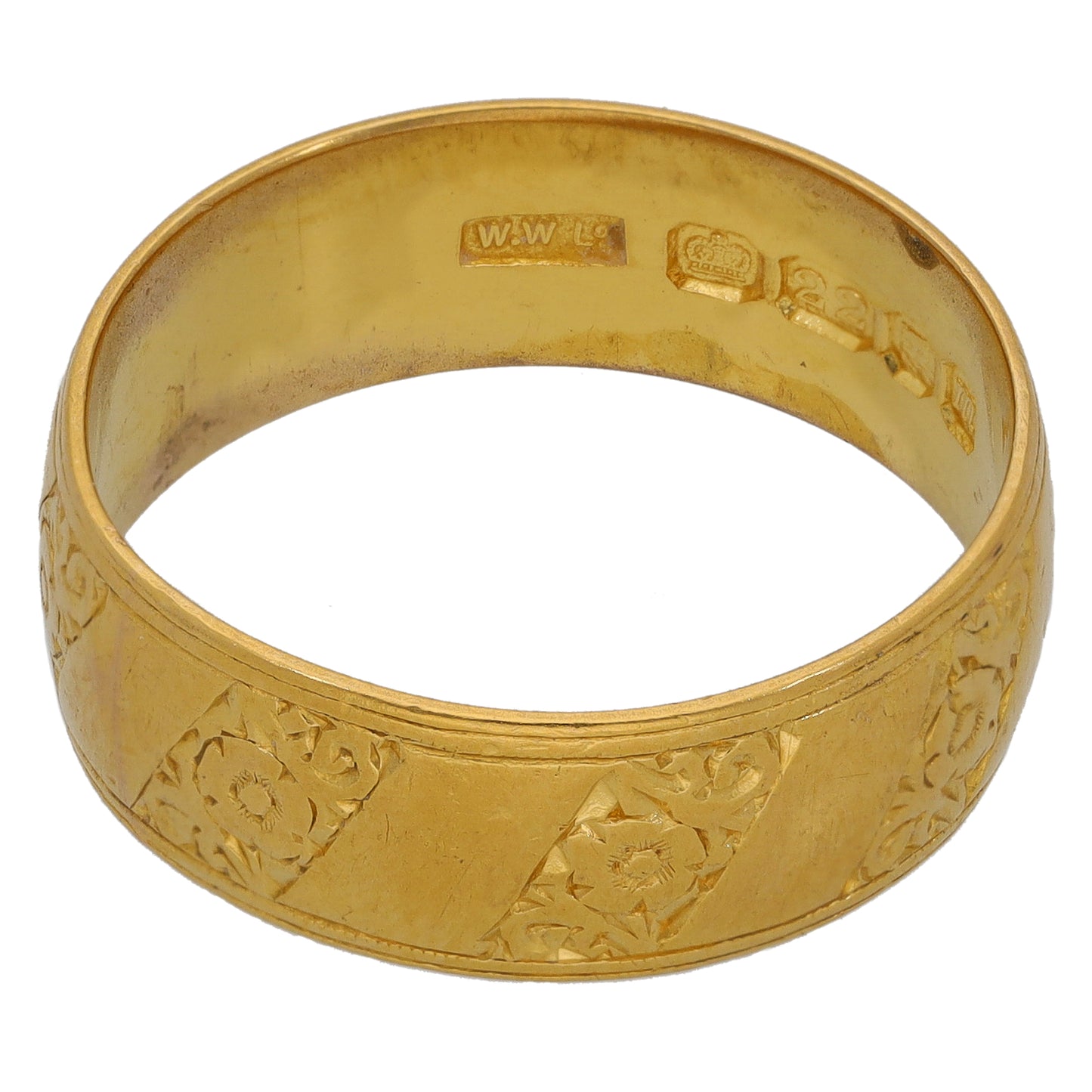 22ct Gold Patterned Wedding Ring Size Q
