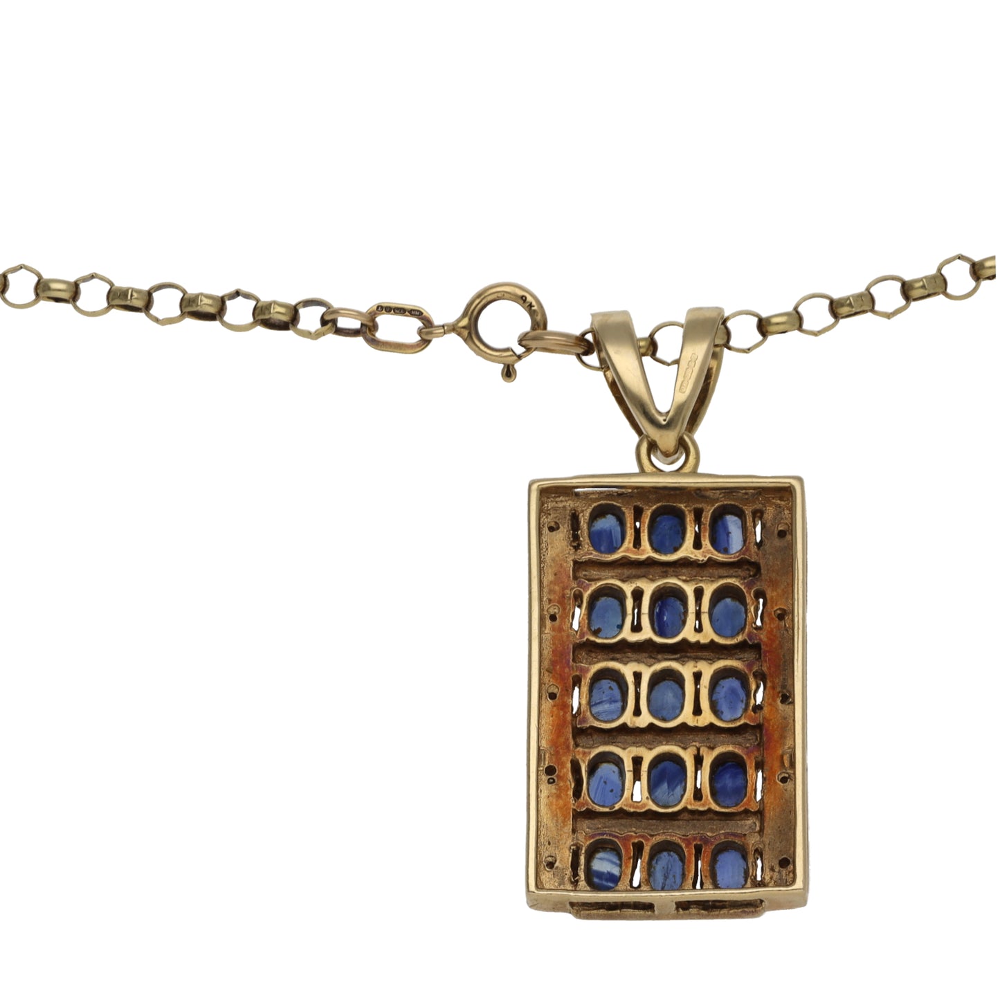 9ct Gold 0.10ct Diamond & Sapphire Dress/Cocktail Pendant With Chain