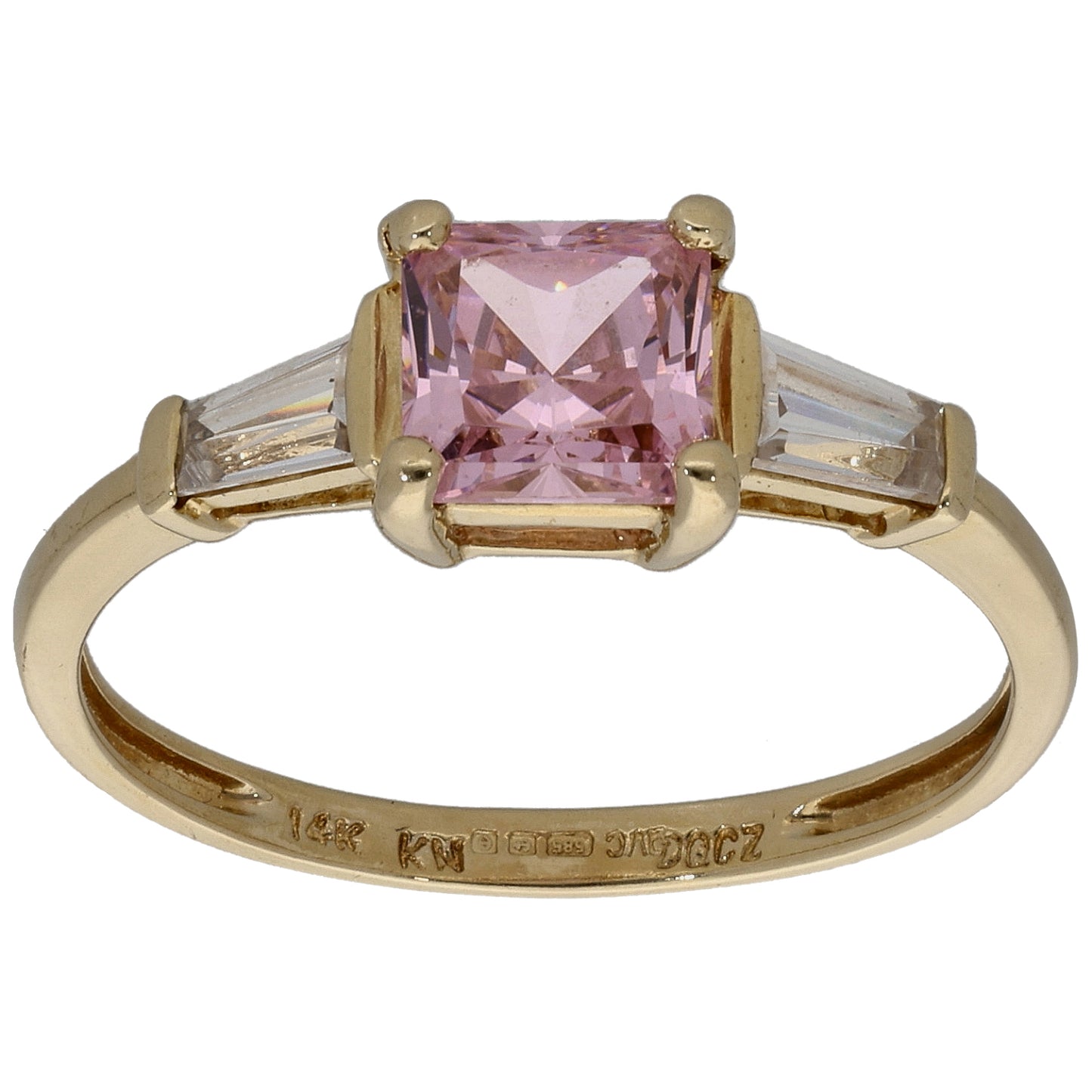 14ct Gold Cubic Zirconia Trilogy Ring Size Q