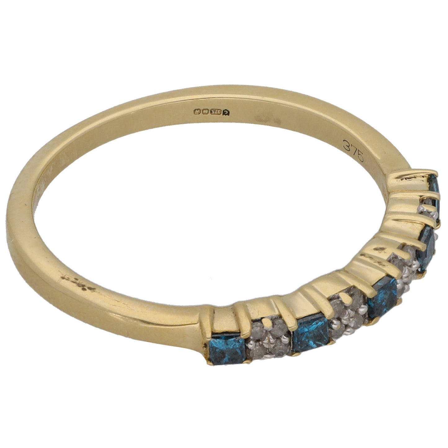 9ct Gold 0.23ct Diamond Half Eternity Ring Size P