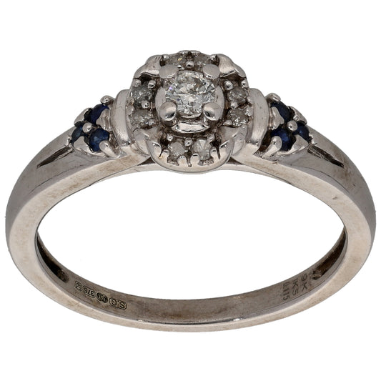 9ct White Gold 0.115ct Diamond Dress/Cocktail Ring Size K