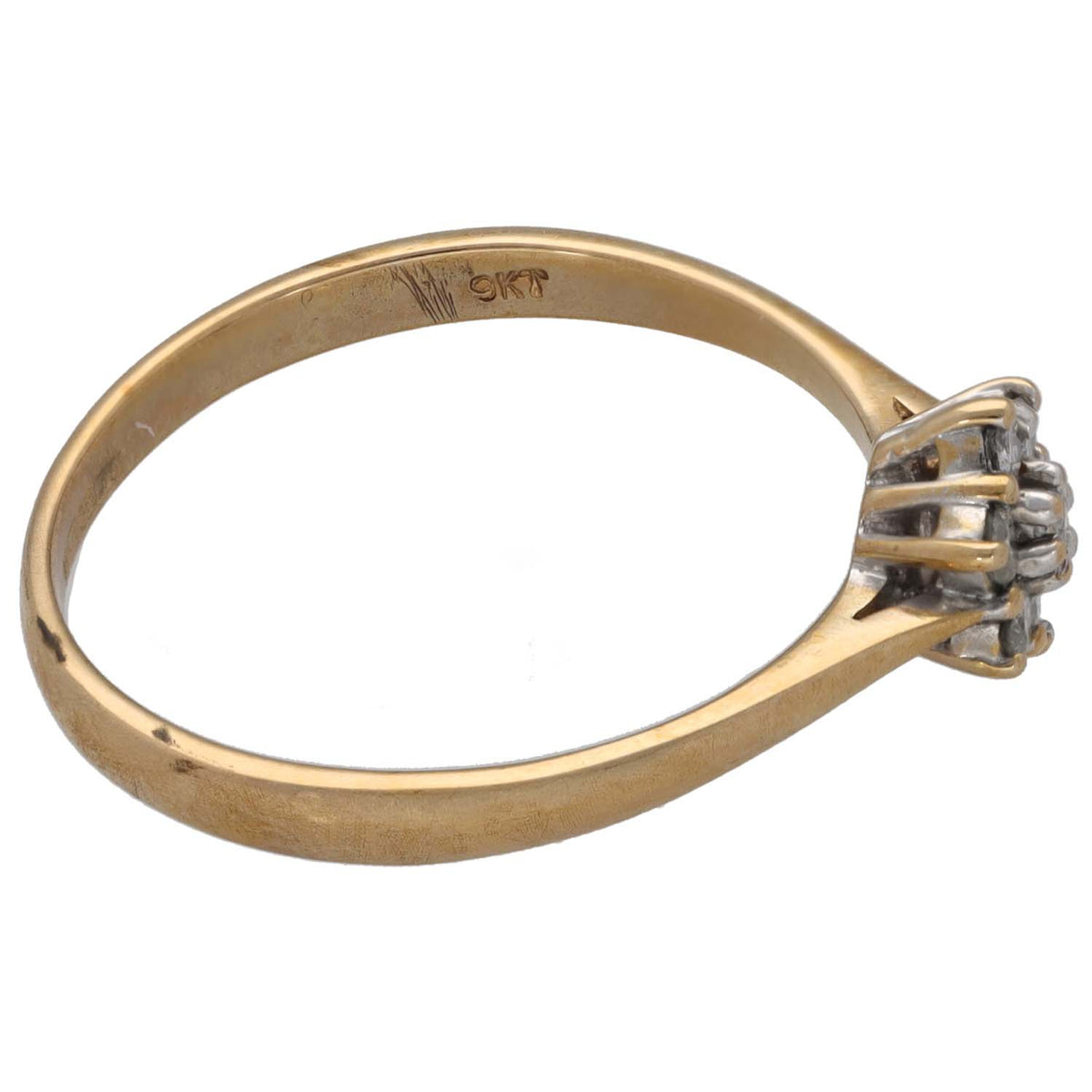 9ct Gold 0.21ct Diamond Cluster Ring Size T