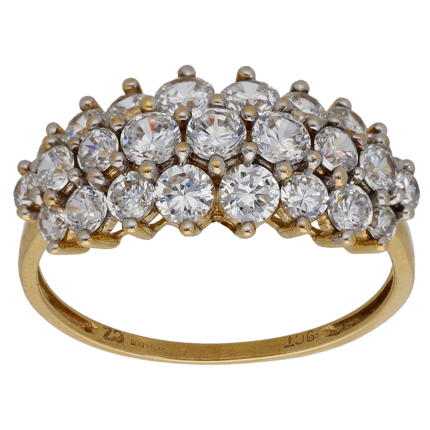 9ct Gold Cubic Zirconia Dress/Cocktail Ring Size P