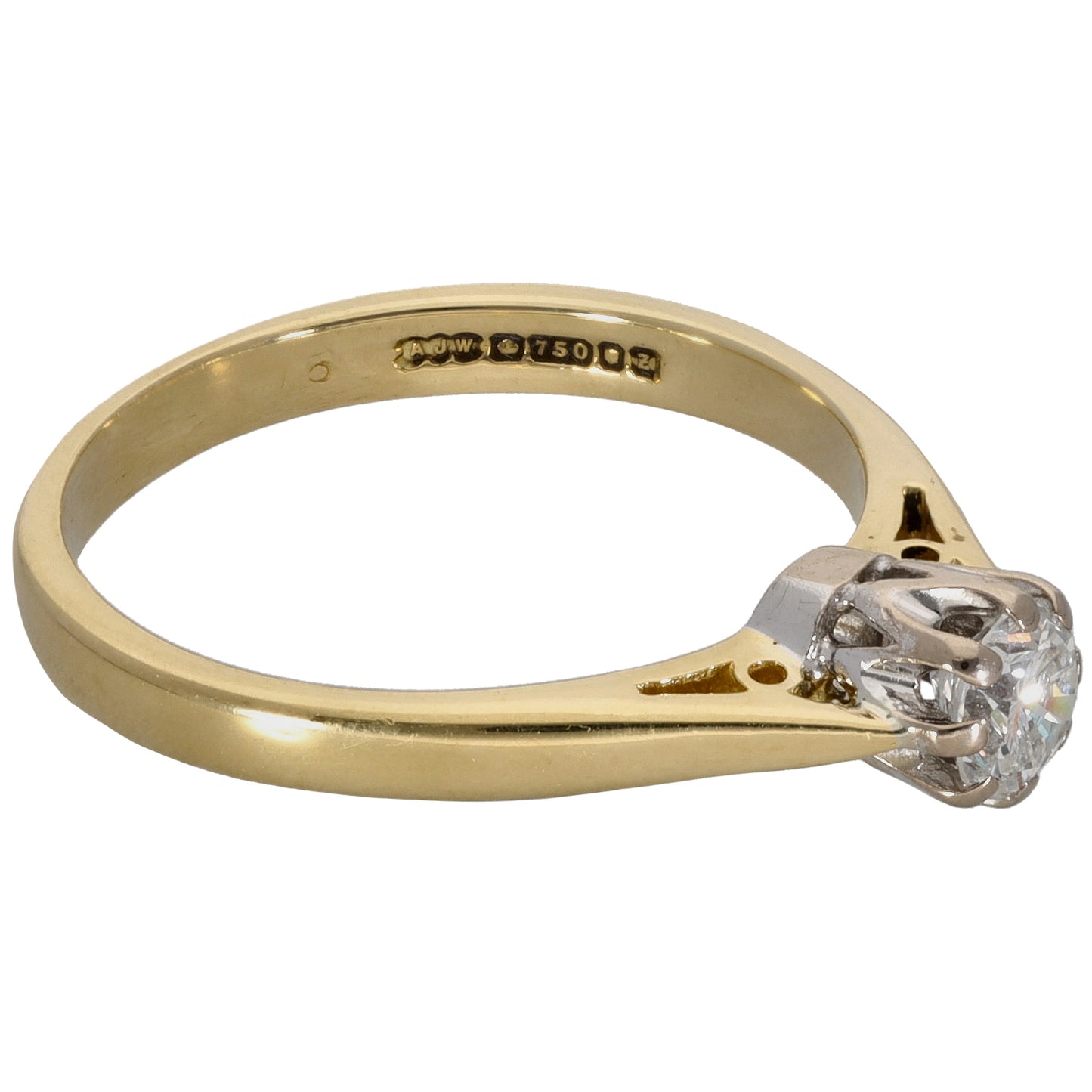 18ct Gold 0.31ct Diamond Solitaire Ring Size M