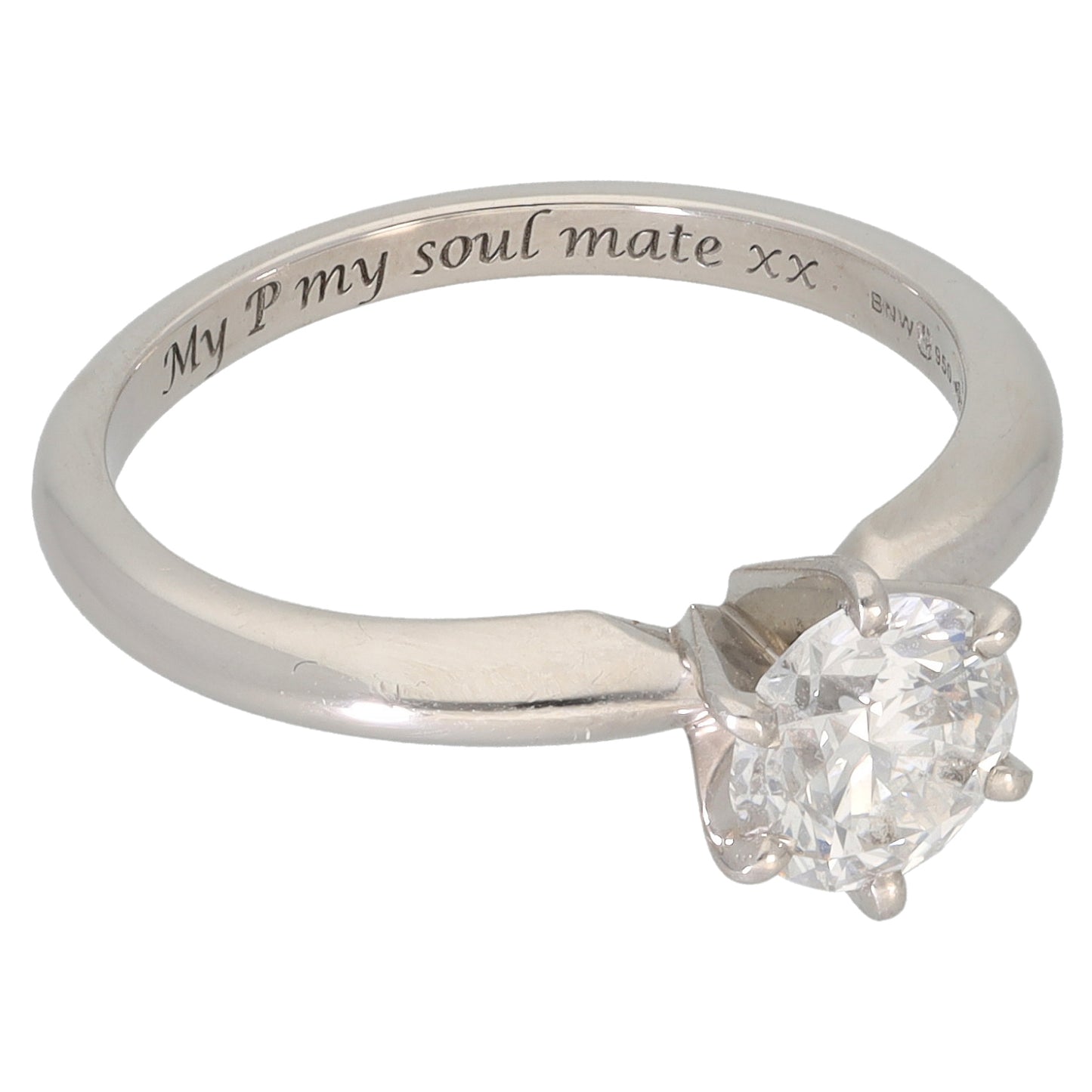 Platinum 0.96ct Diamond Solitaire Ring Size M