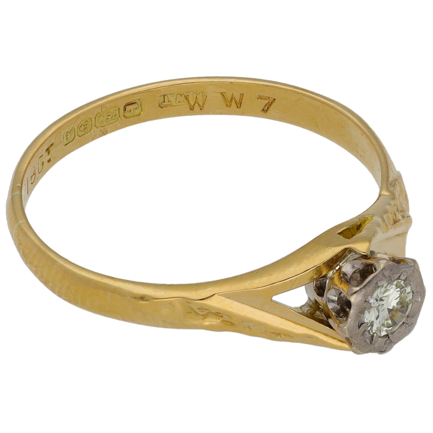 18ct Gold 0.15ct Diamond Solitaire Ring Size P