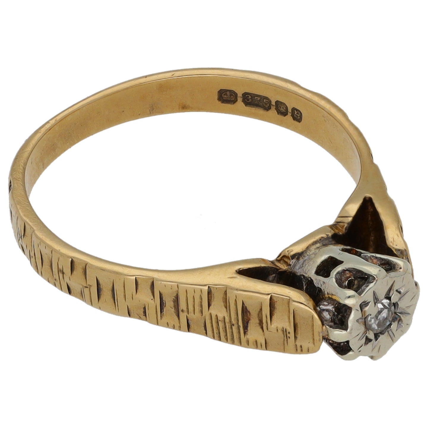 9ct Gold 0.03ct Diamond Solitaire Ring Size K