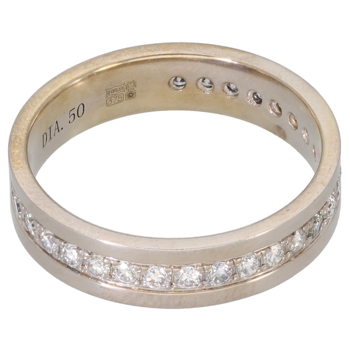 9ct White Gold 0.50ct Diamond Wedding Ring Size M