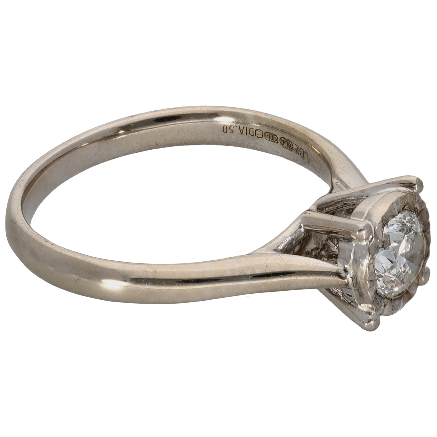 9ct White Gold 0.50ct Diamond Solitaire Ring Size M