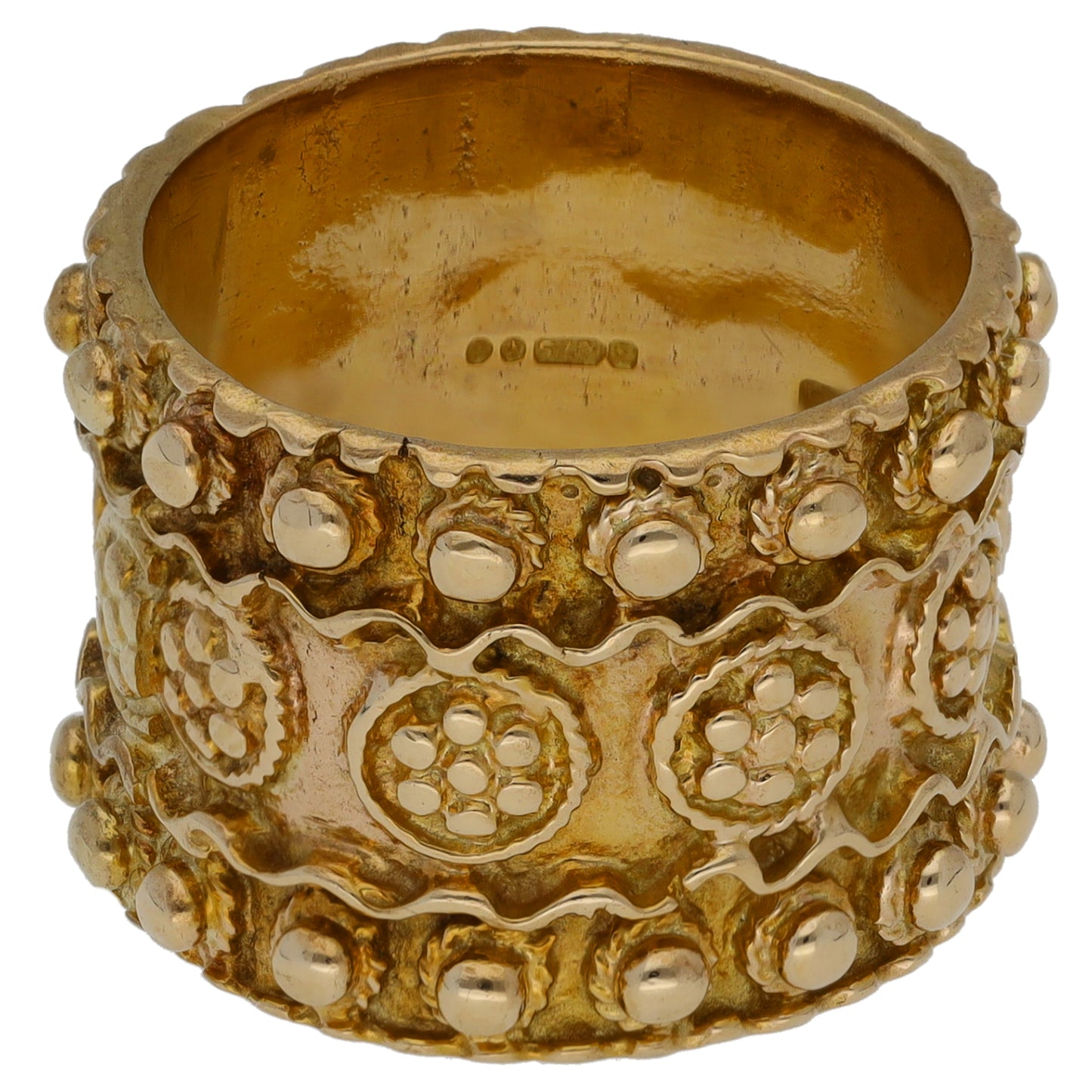 9ct Gold Patterned Wedding Ring Size L