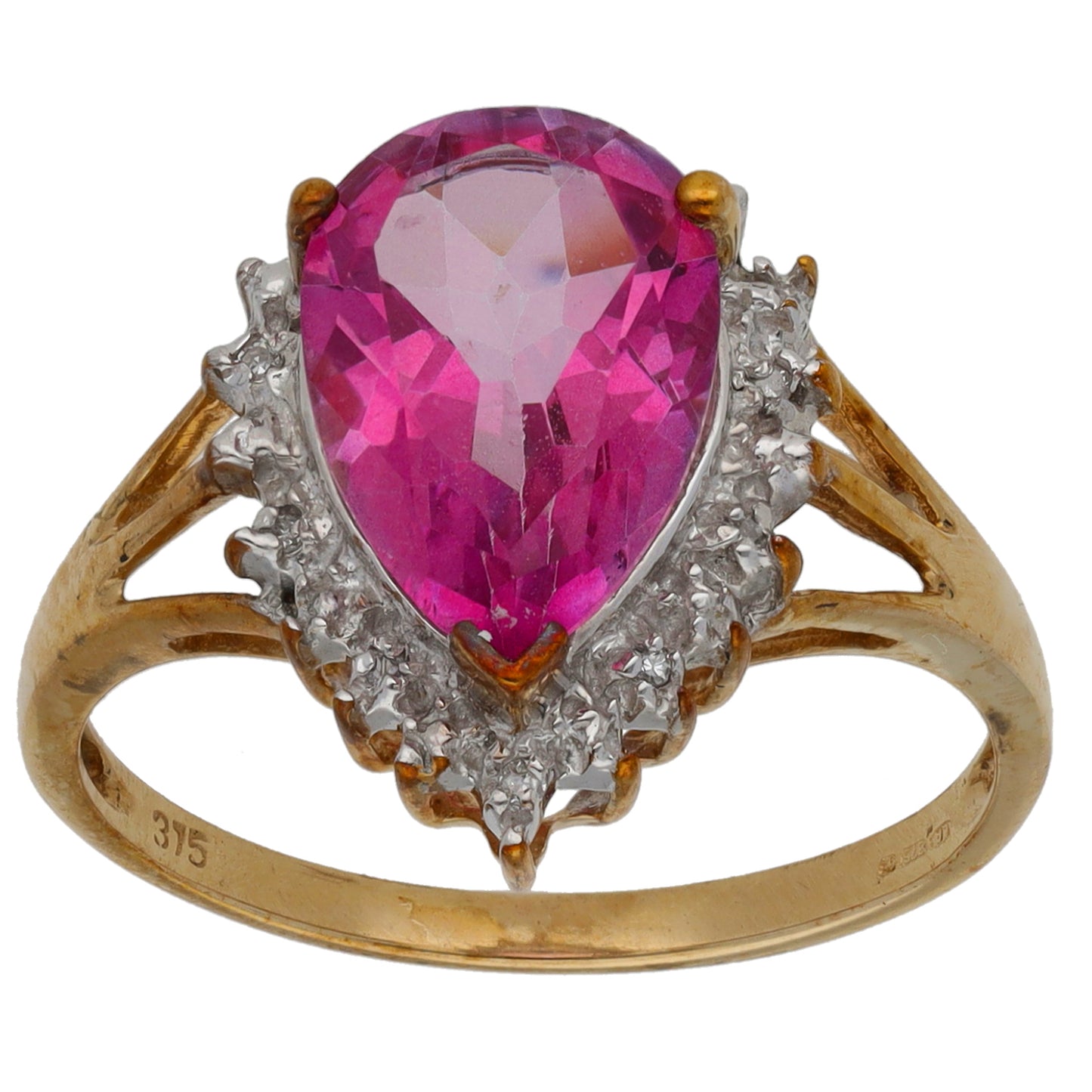 9ct Gold Coated Topaz & 0.03ct Diamond Dress/Cocktail Ring Size P