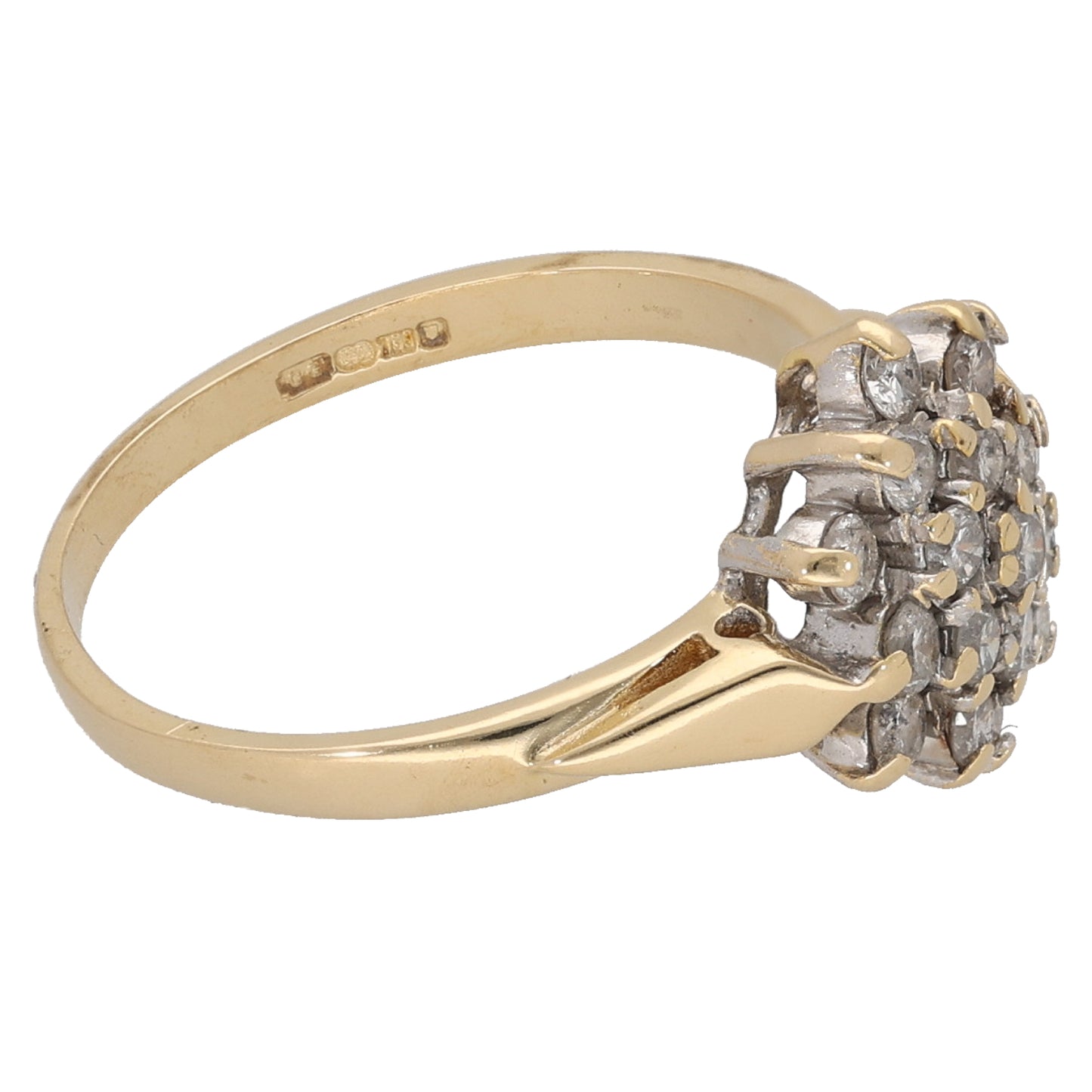 9ct Gold 0.50ct Diamond Cluster Ring Size L