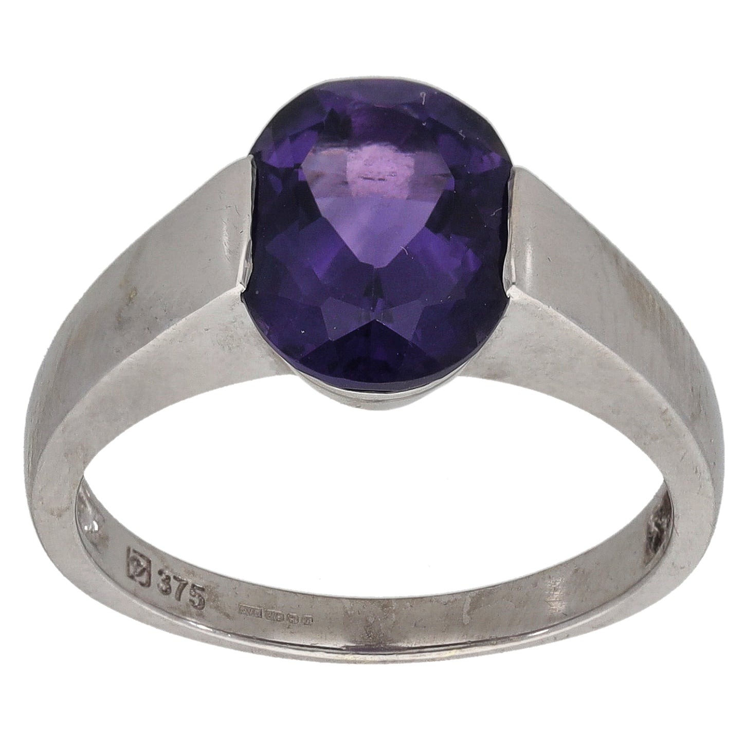 9ct White Gold Iolite Single Stone Ring Size M