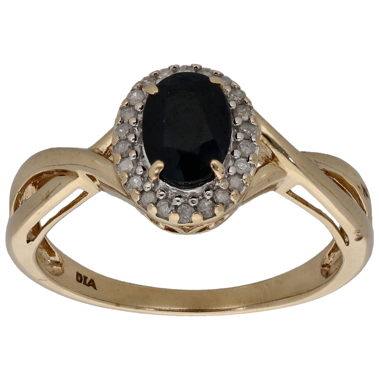 9ct Gold Sapphire & 0.11ct Diamond Dress/Cocktail Ring Size N