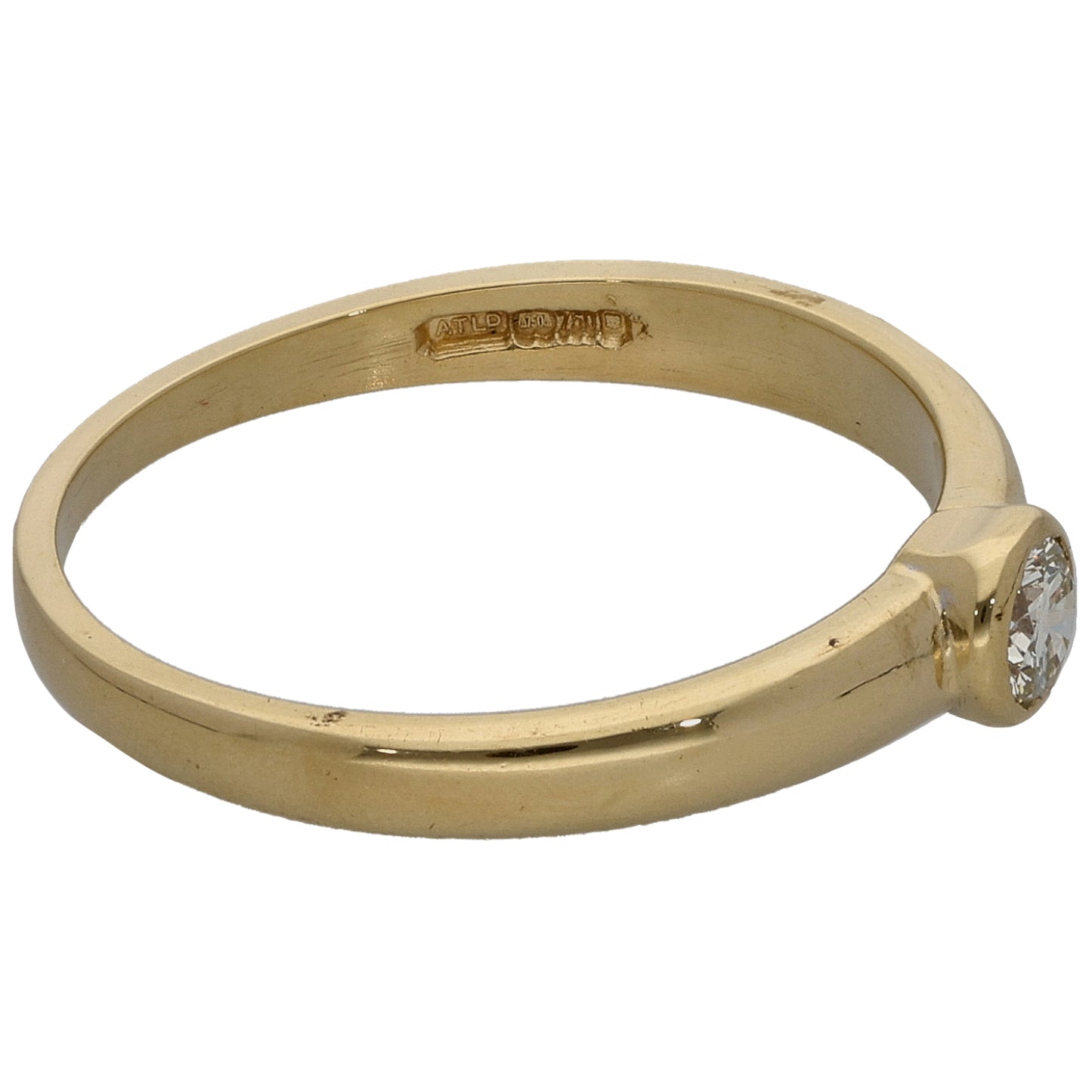 18ct Gold 0.15ct Diamond Solitaire Ring Size M