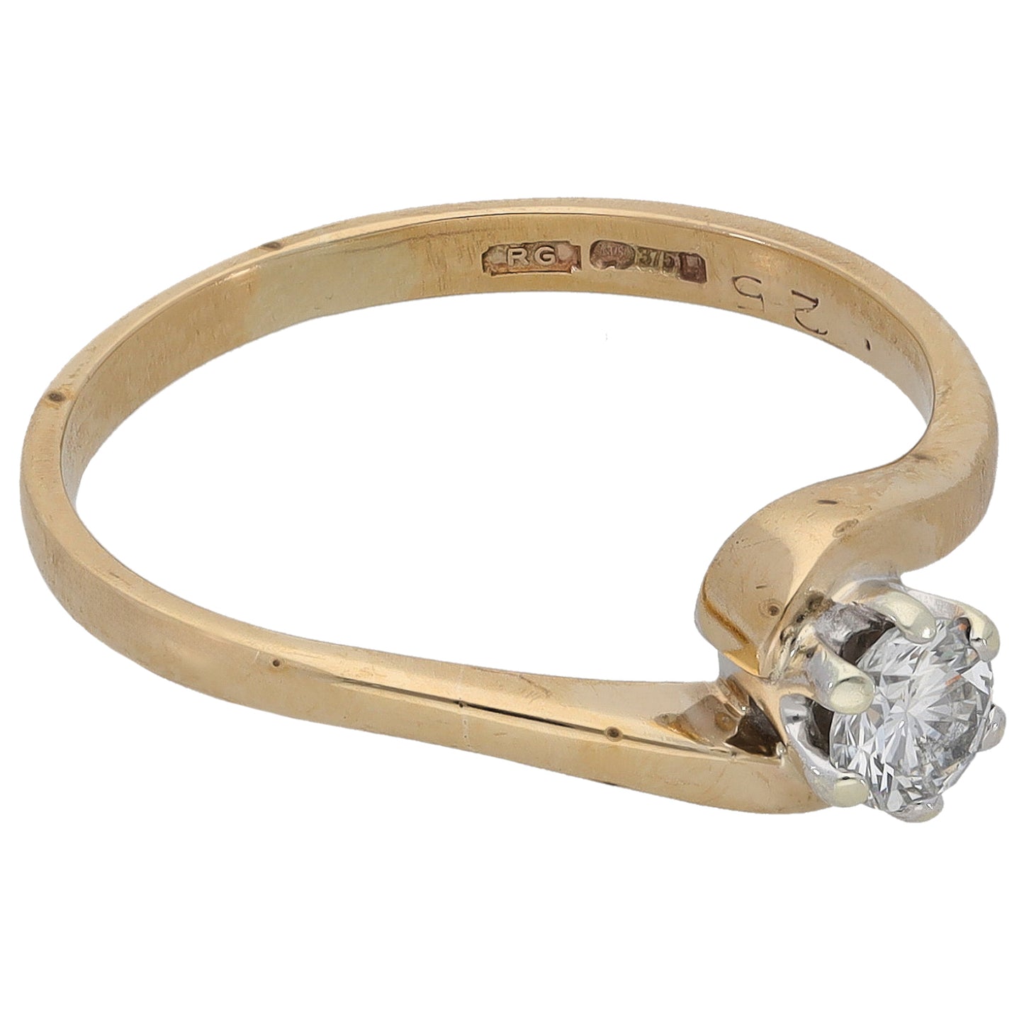 9ct Gold 0.25ct Diamond Solitaire Ring Size M
