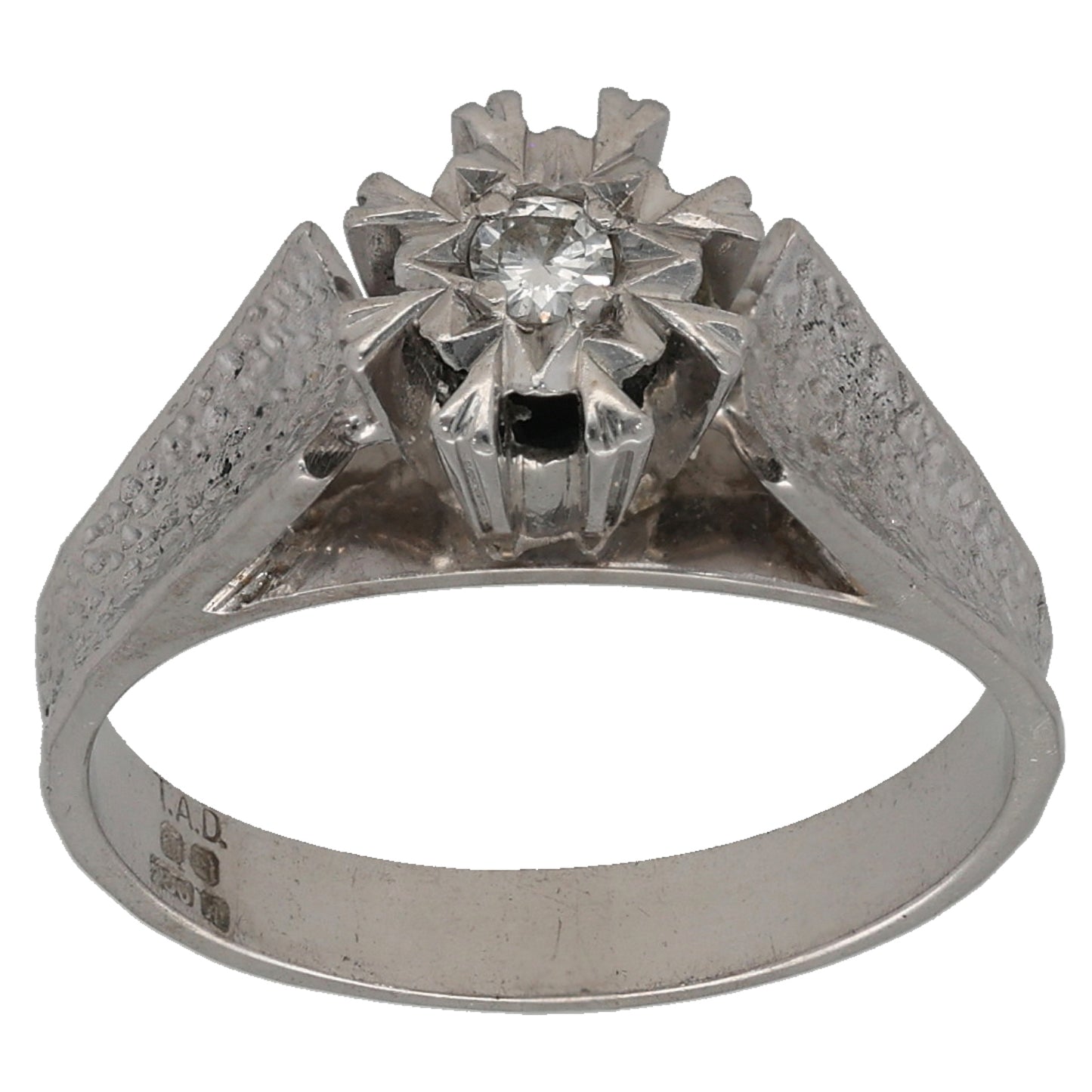 18ct White Gold 0.05ct Diamond Solitaire Ring Size M