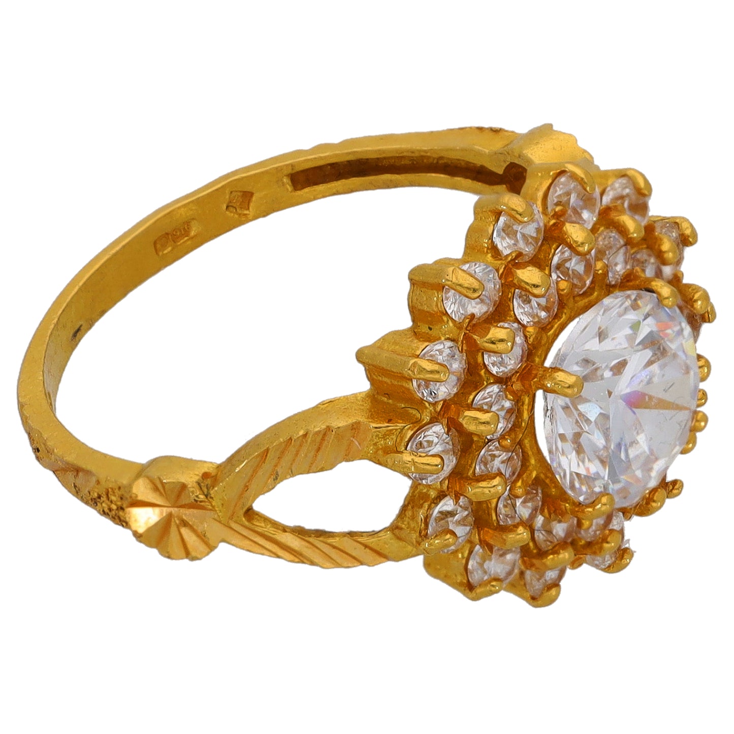 22ct Gold Cubic Zirconia Cluster Ring Size O