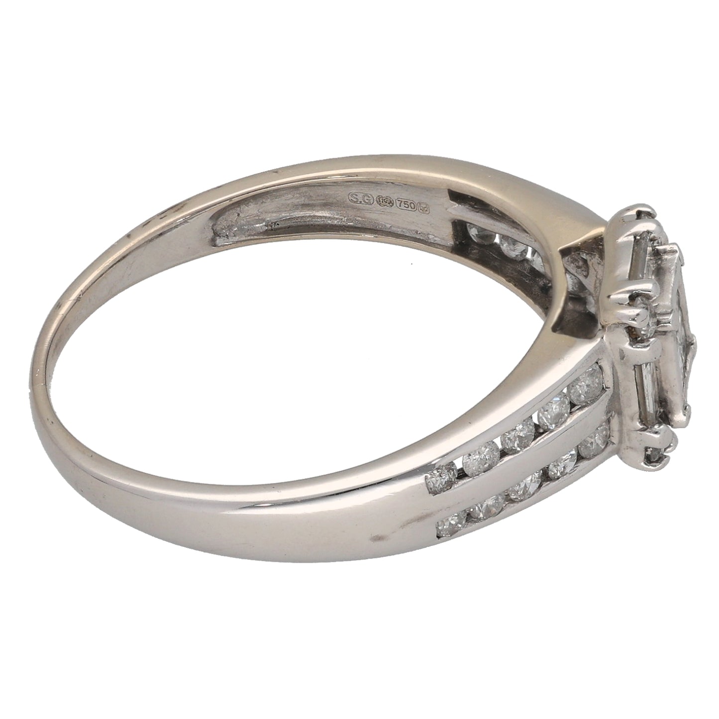 18ct White Gold 0.80ct Diamond Dress/Cocktail Ring Size T