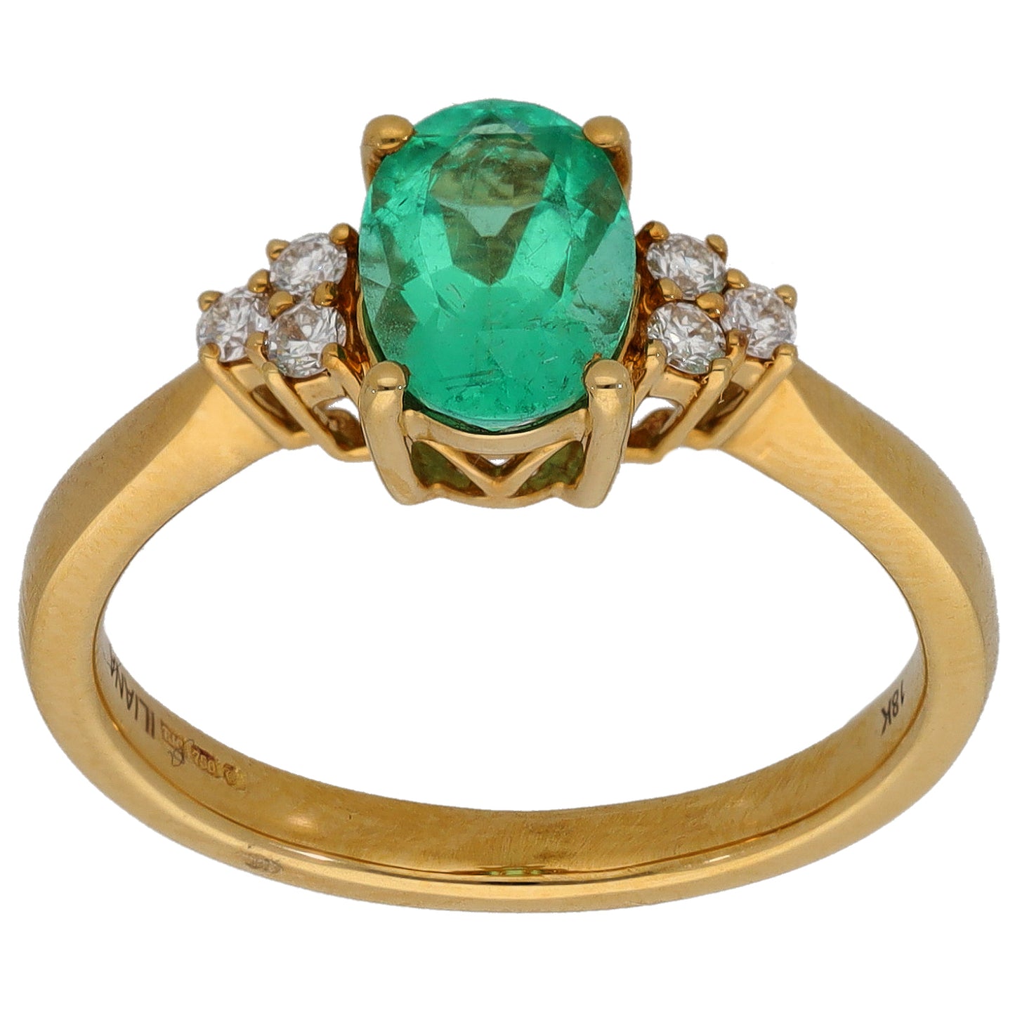 18ct Gold Emerald & 0.14ct Diamond Dress/Cocktail Ring Size N