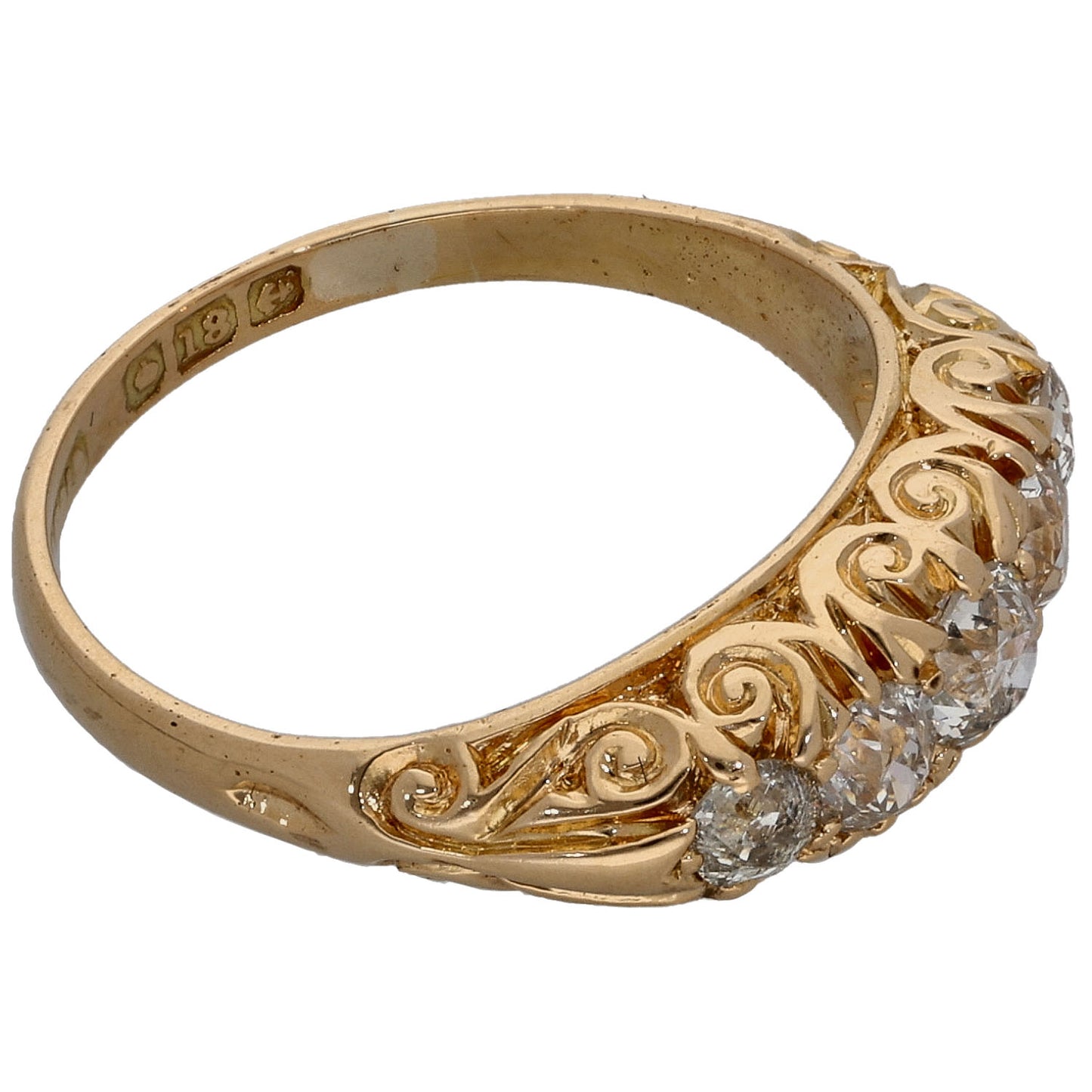 18ct Gold 0.54ct Diamond Half Eternity Ring Size M