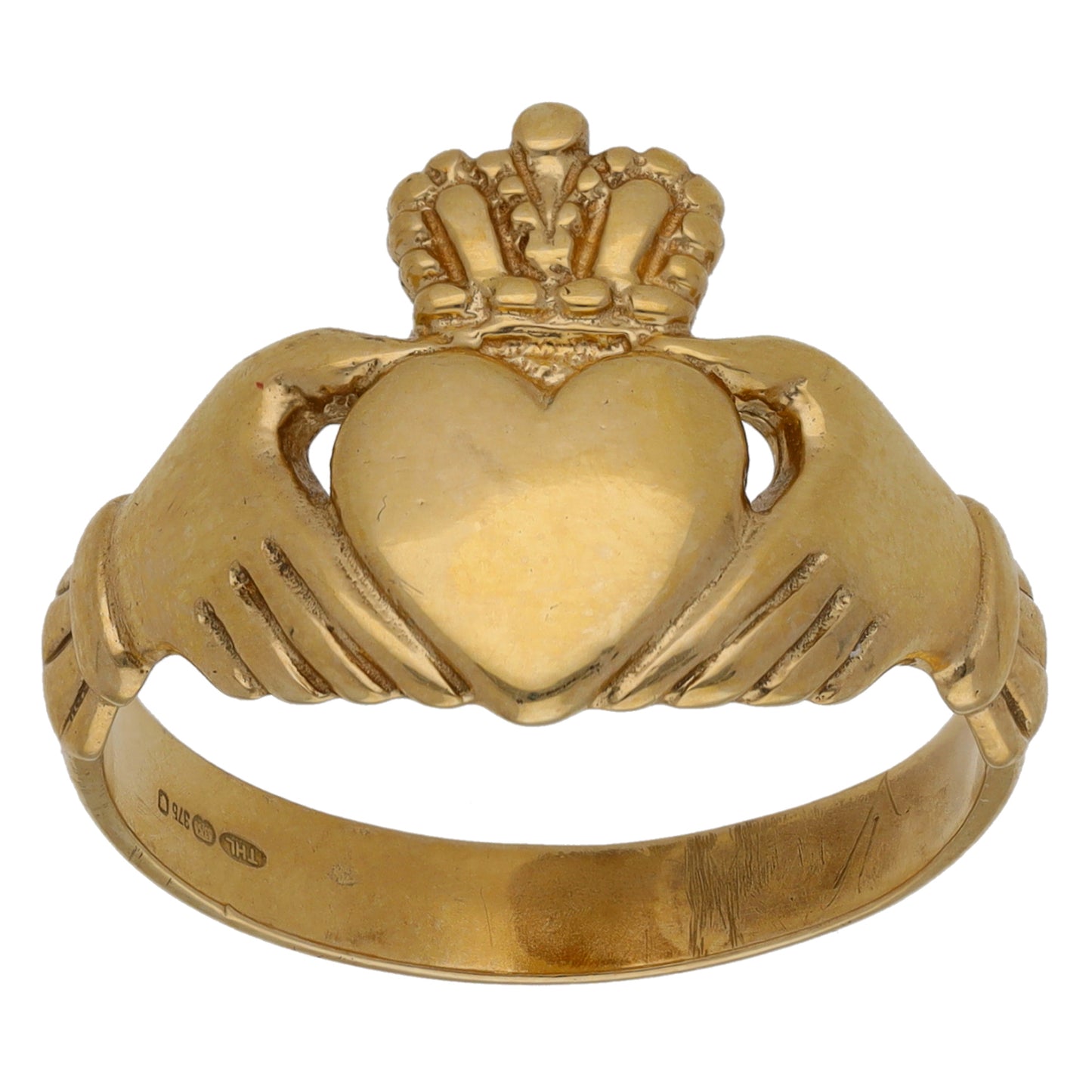 9ct Gold Claddagh Ring Size U