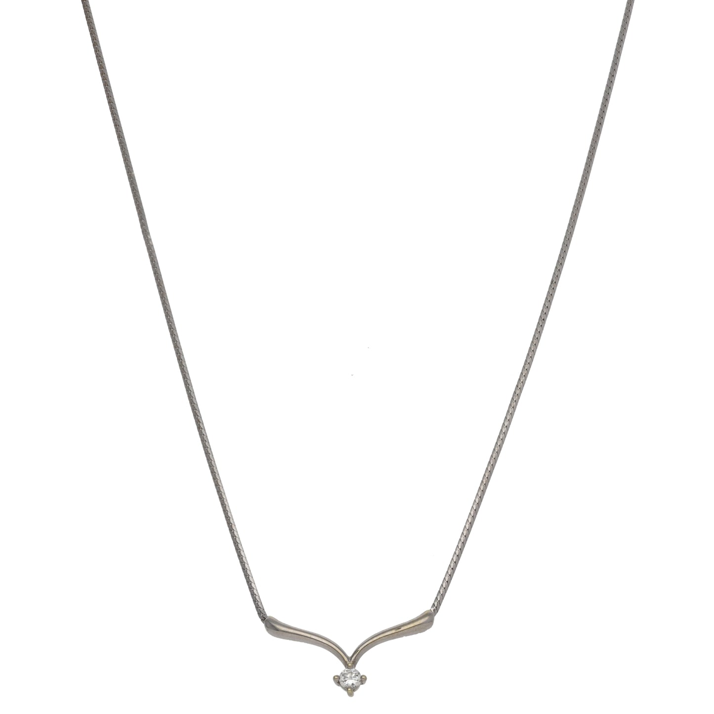 9ct White Gold Cubic Zirconia Fancy Necklace 16"
