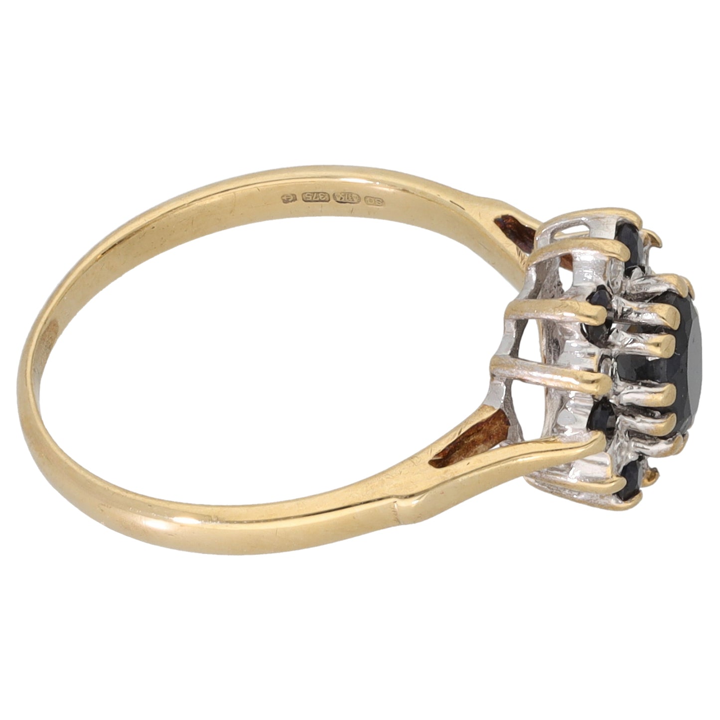 9ct Gold Sapphire & 0.03ct Diamond Dress/Cocktail Ring Size K