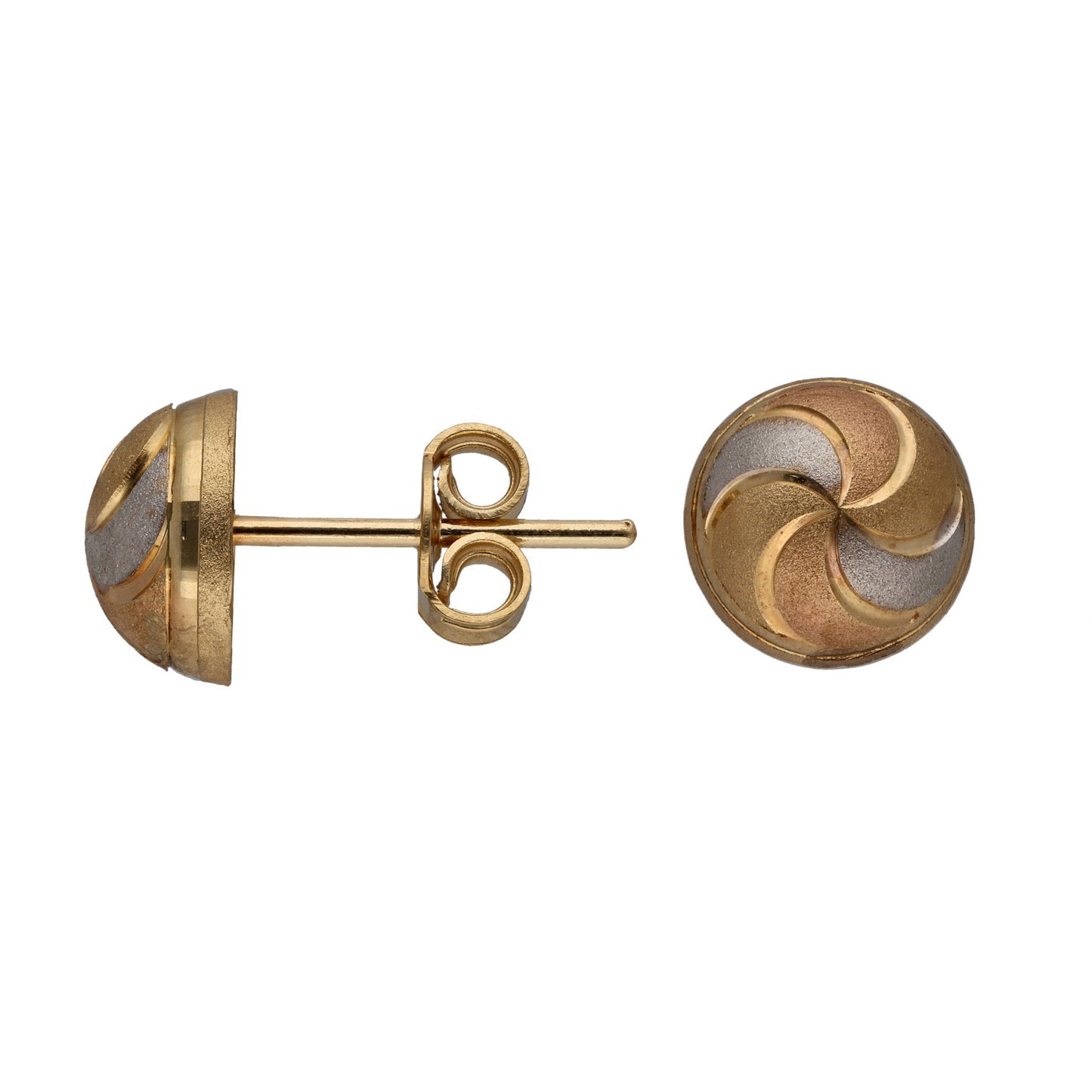 18ct Tri-Colour Gold Stud Earrings