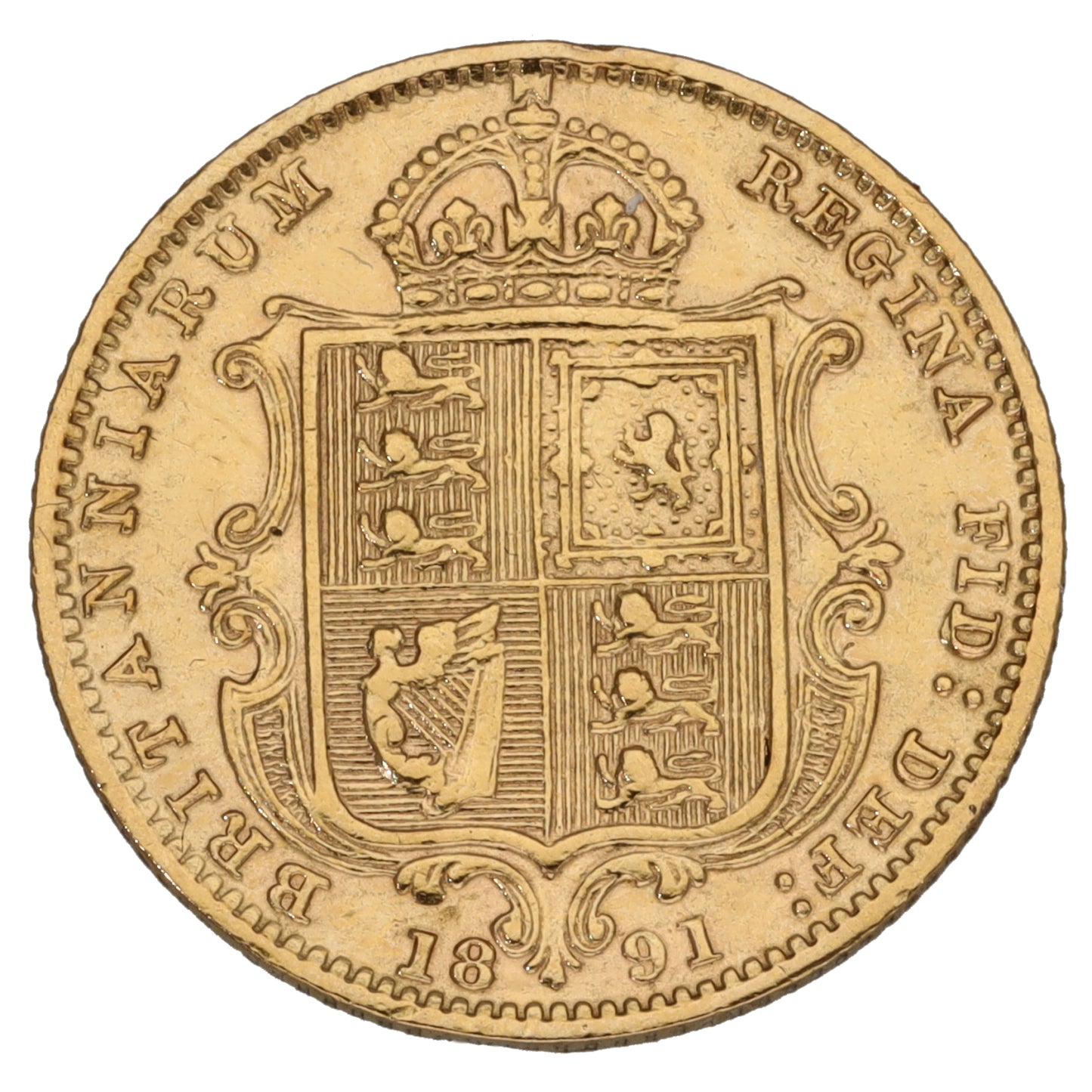 22ct Gold Queen Victoria Half Sovereign Coin 1891